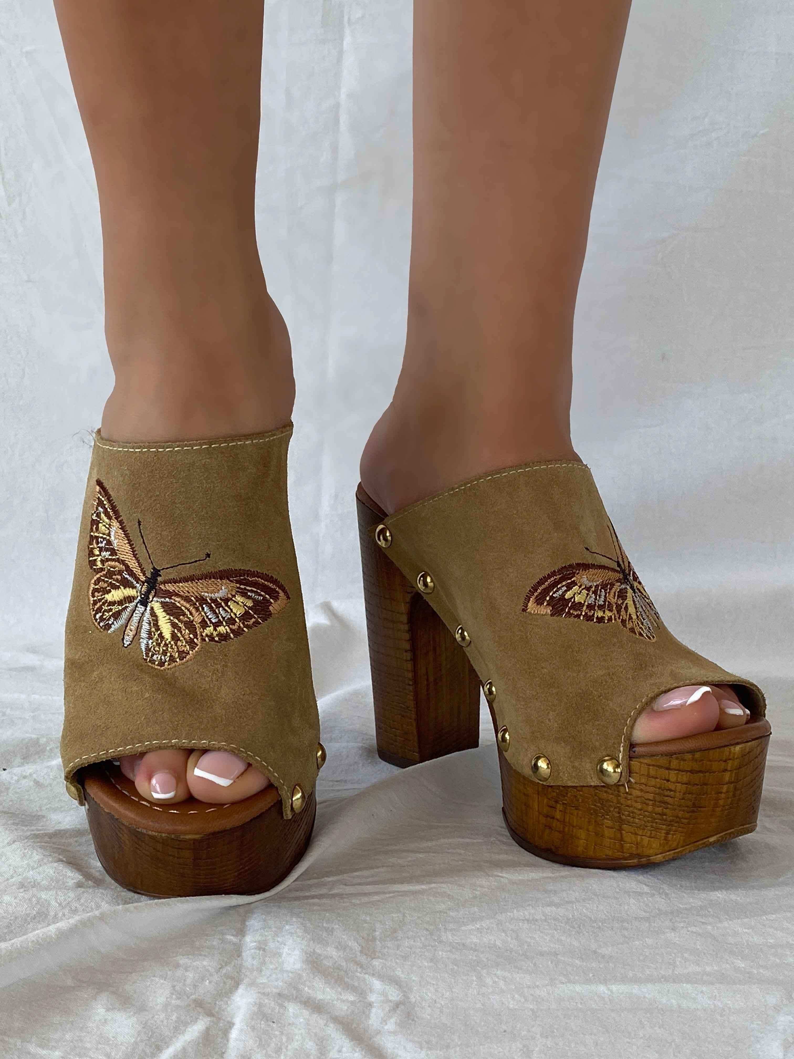 Sandy For Divarese Open Toe Clog Sandals - Balagan Vintage Heels 00s, 90s, sandals