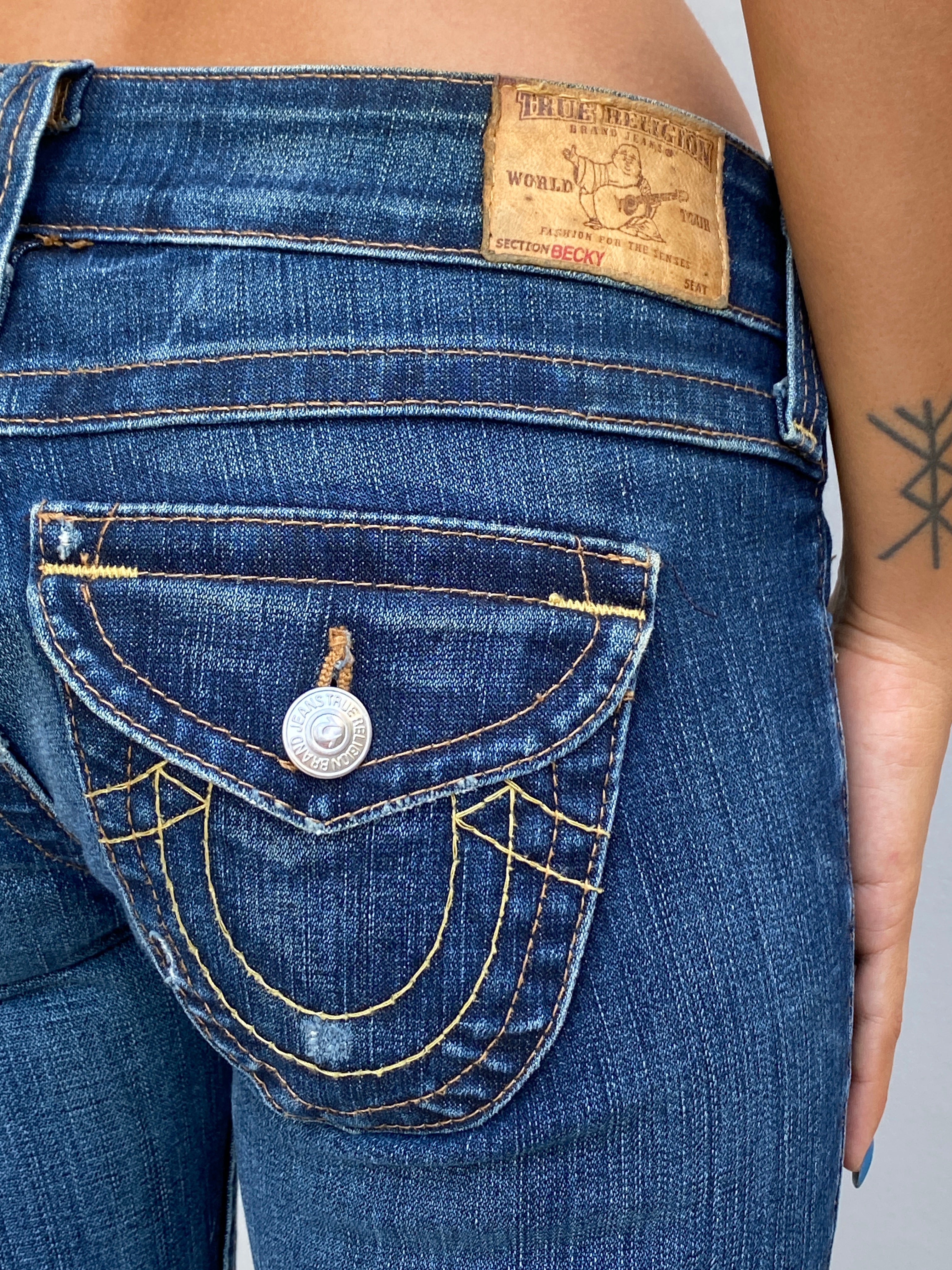 Vintage Y2K True Religion Joey Flap Pocket Low Rise Bootcut Jeans - 34EUR