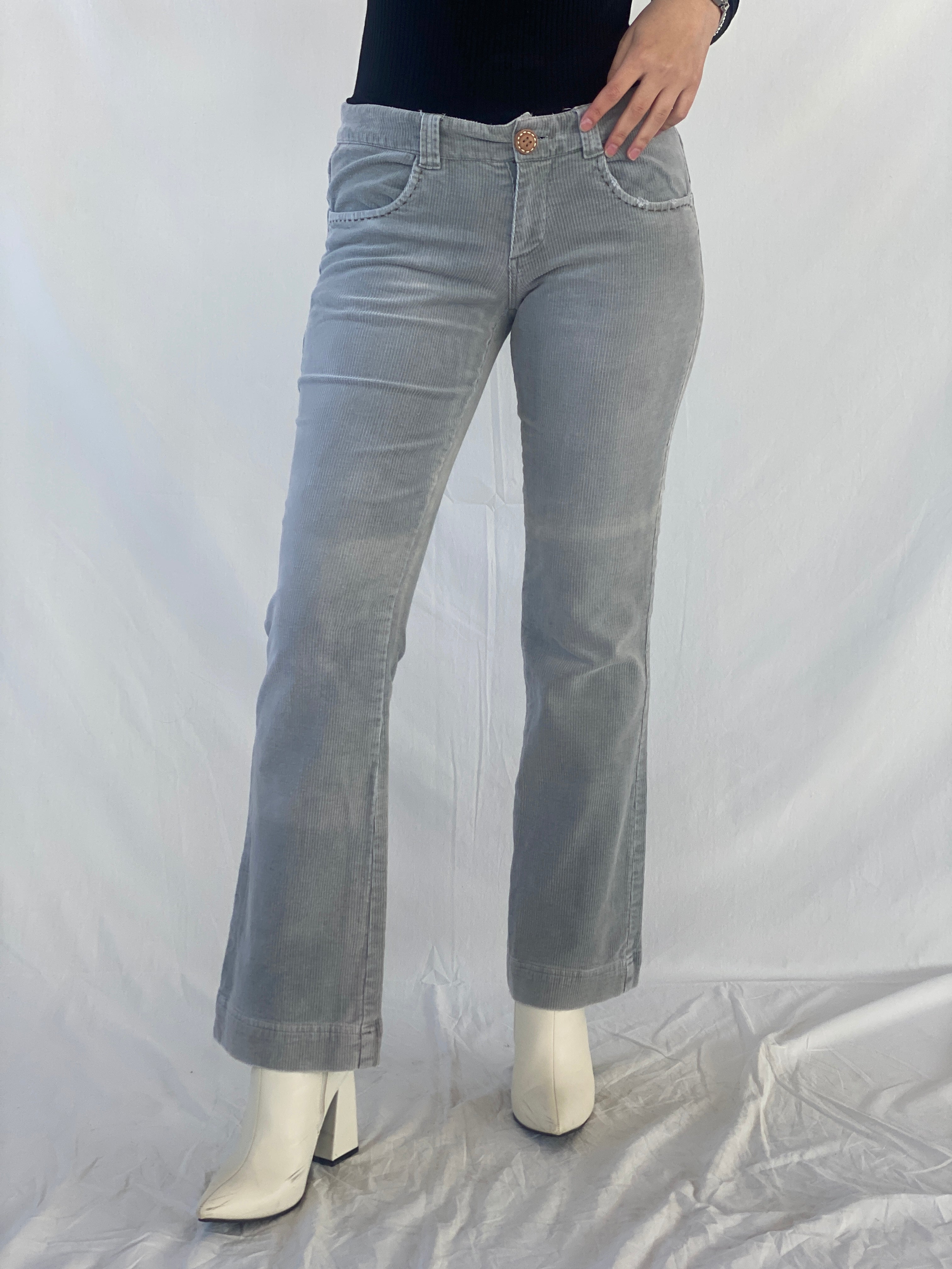 00s Element Gray Mid-Rise Women’s Corduroy Flared Pants - 40EUR