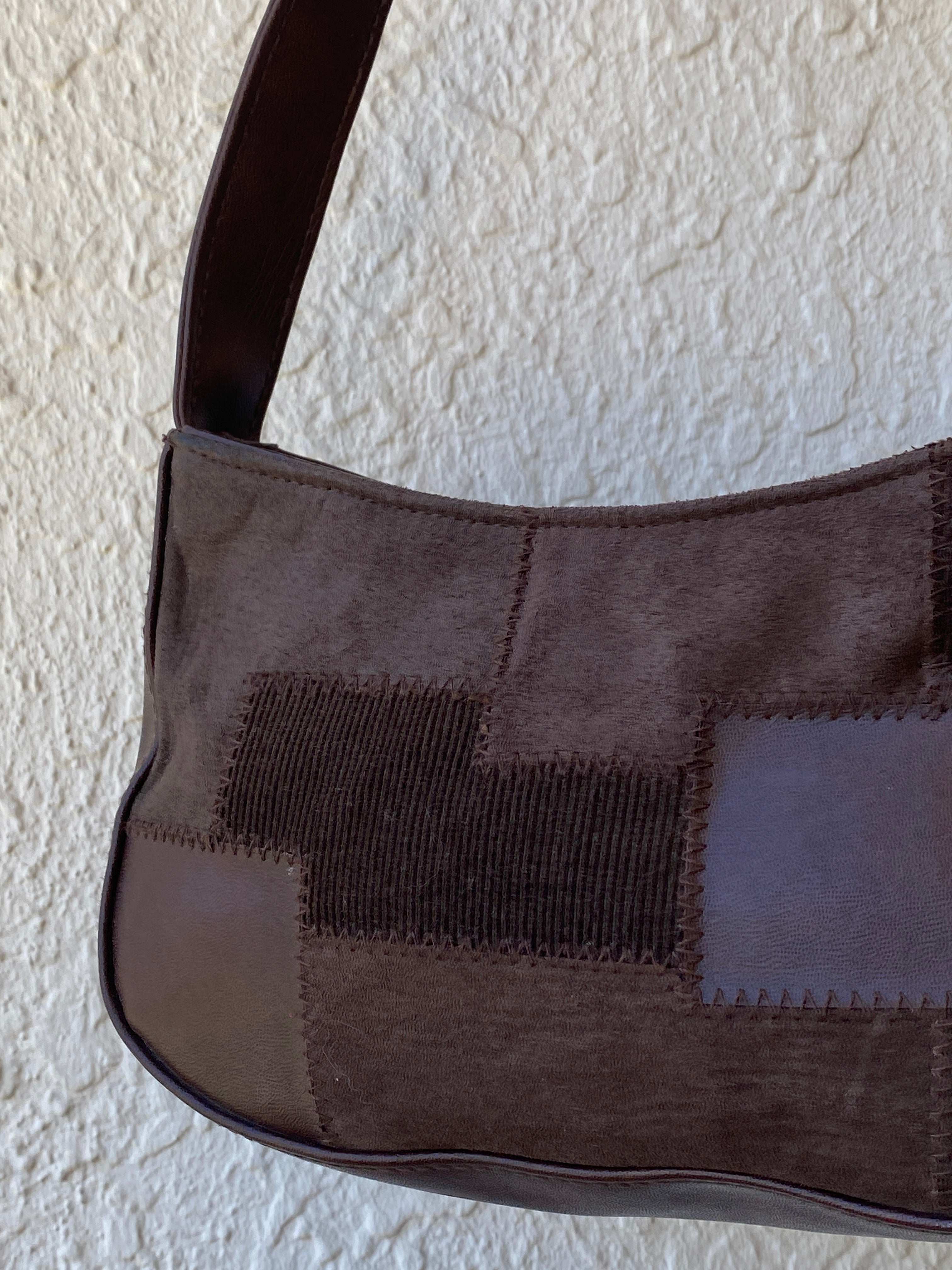 Y2k Mini Patchwork Brown Leather Bag - Balagan Vintage Mini handbag 00s, bag, handbag, NEW IN, shoulder bag