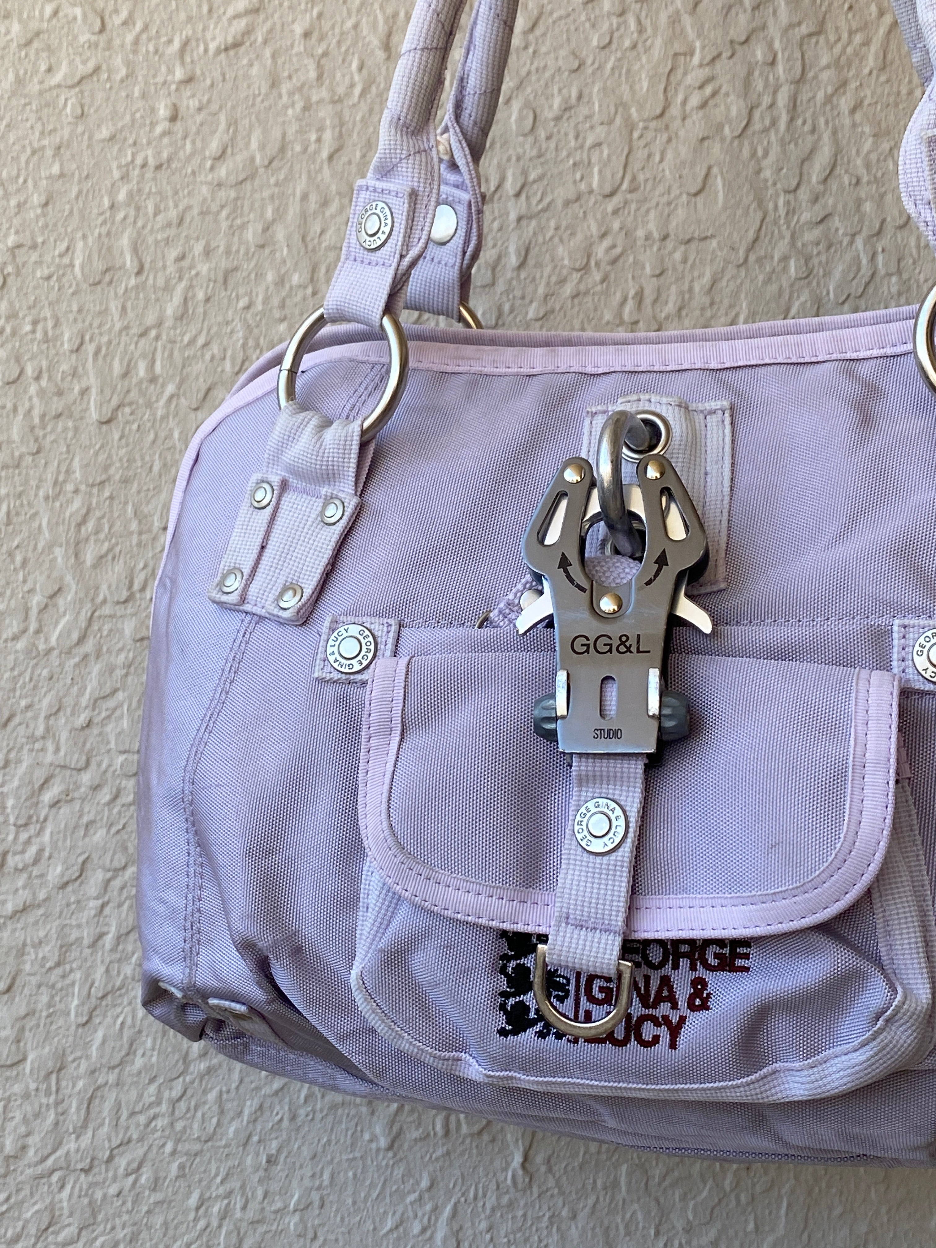 Vintage Y2K George Gina & Lucy Lilac Nylon Utility Handbag