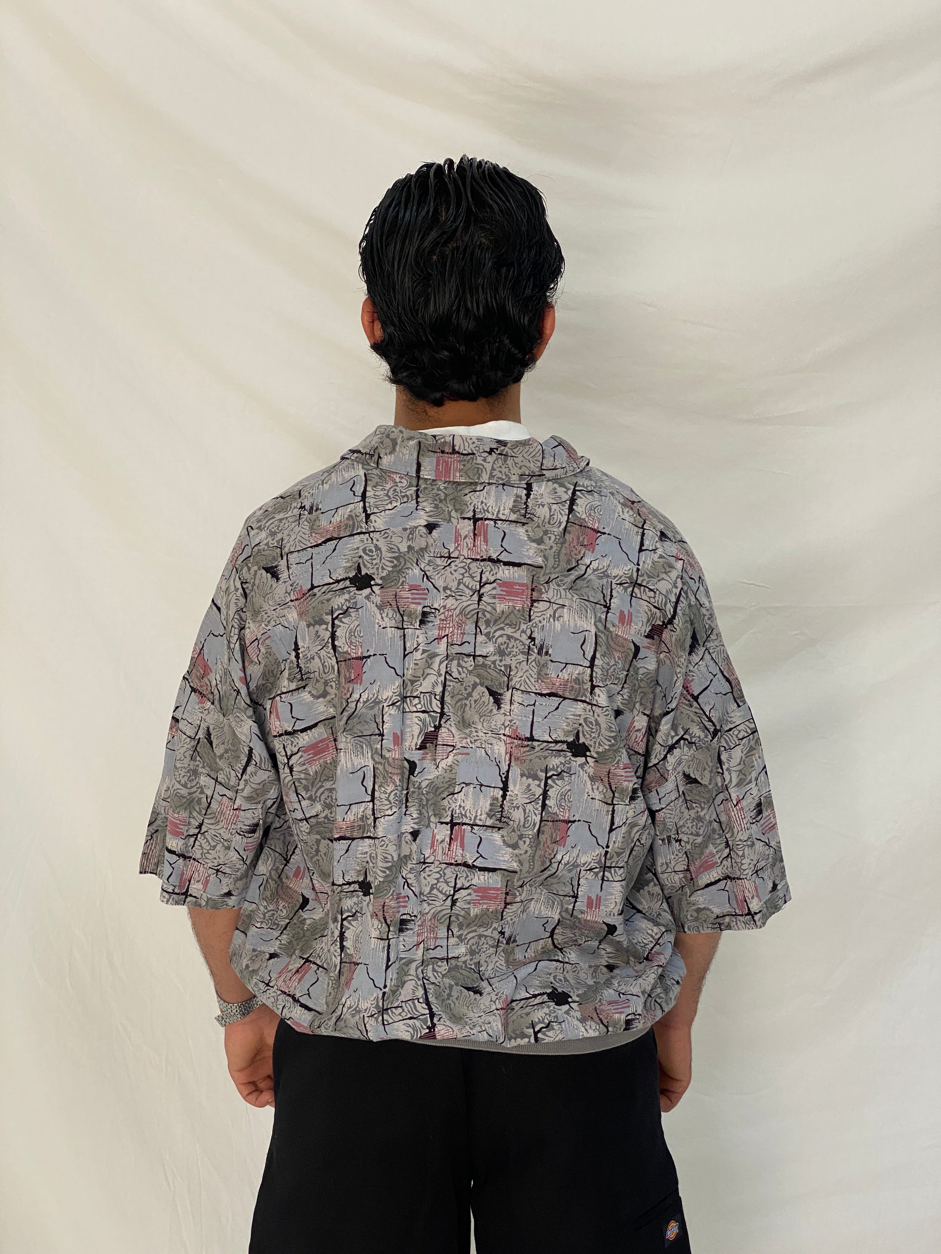 Vintage 90s Triumph of California Abstract Print Button-Up Shirt – XL