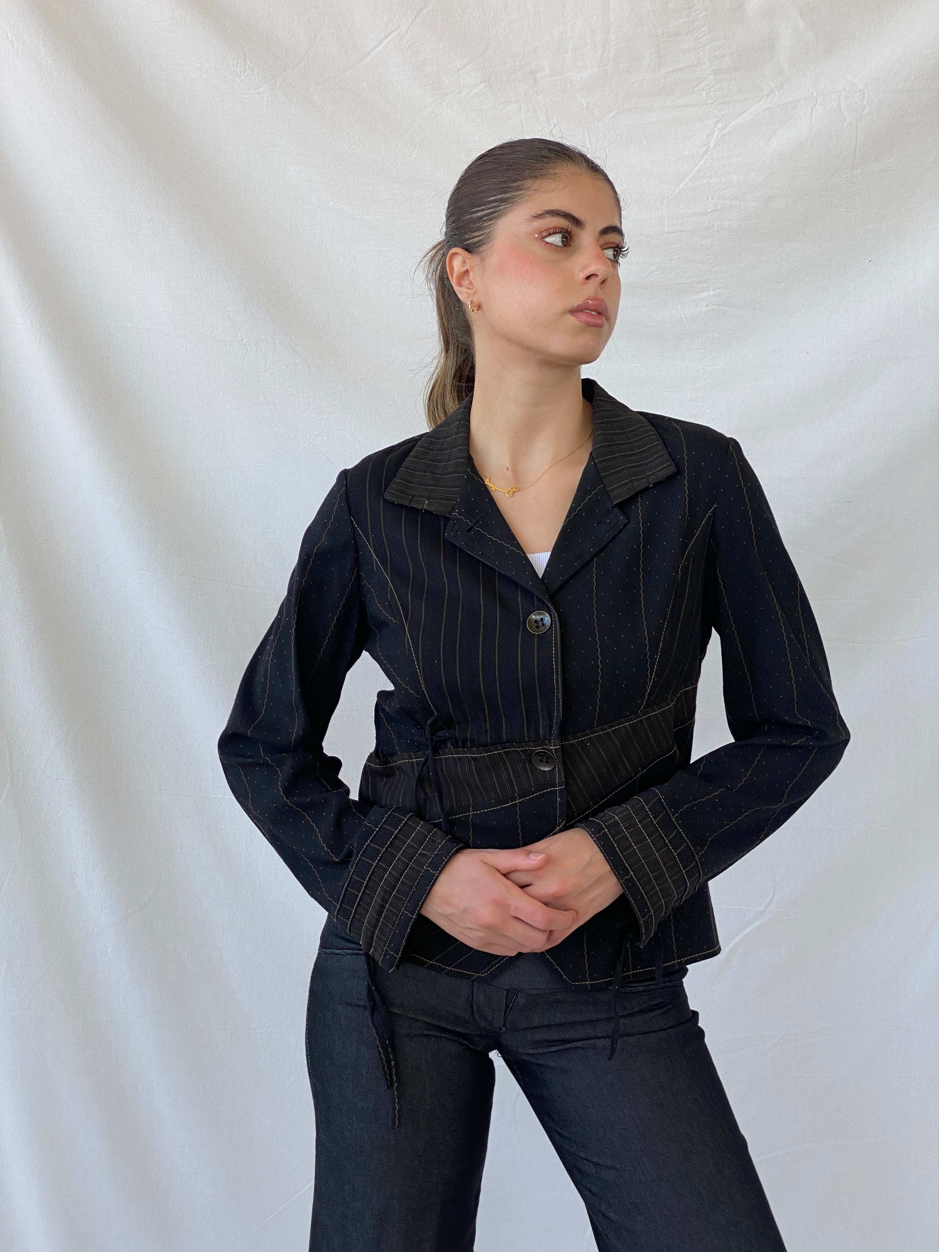 Vintage 90s Jacqueline Riu Whimsy Black Structured Light Jacket - M