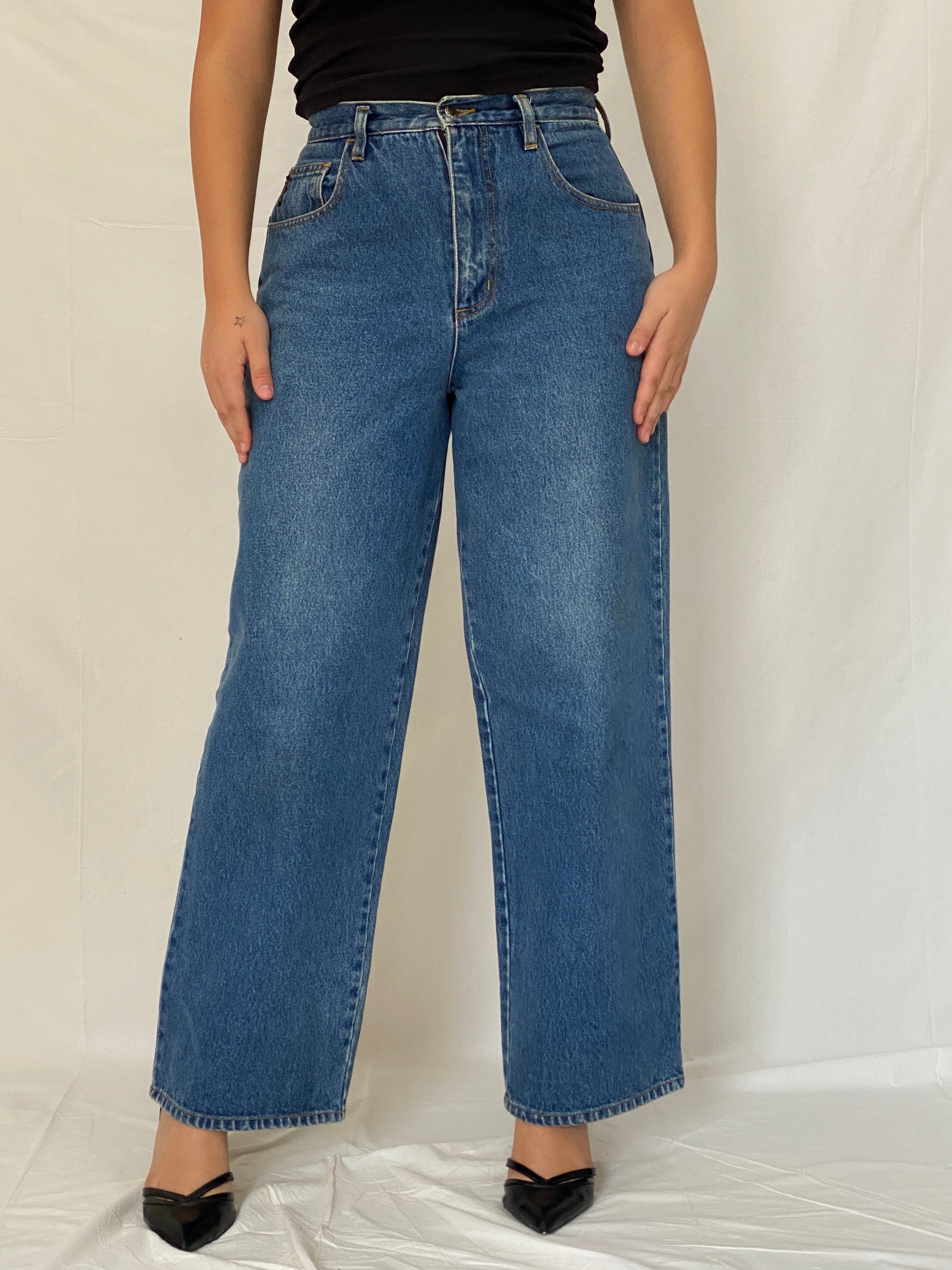 Vintage Guess Jeans Fall '97 Wide Leg High Rise Skater Denim Jean - 38EUR
