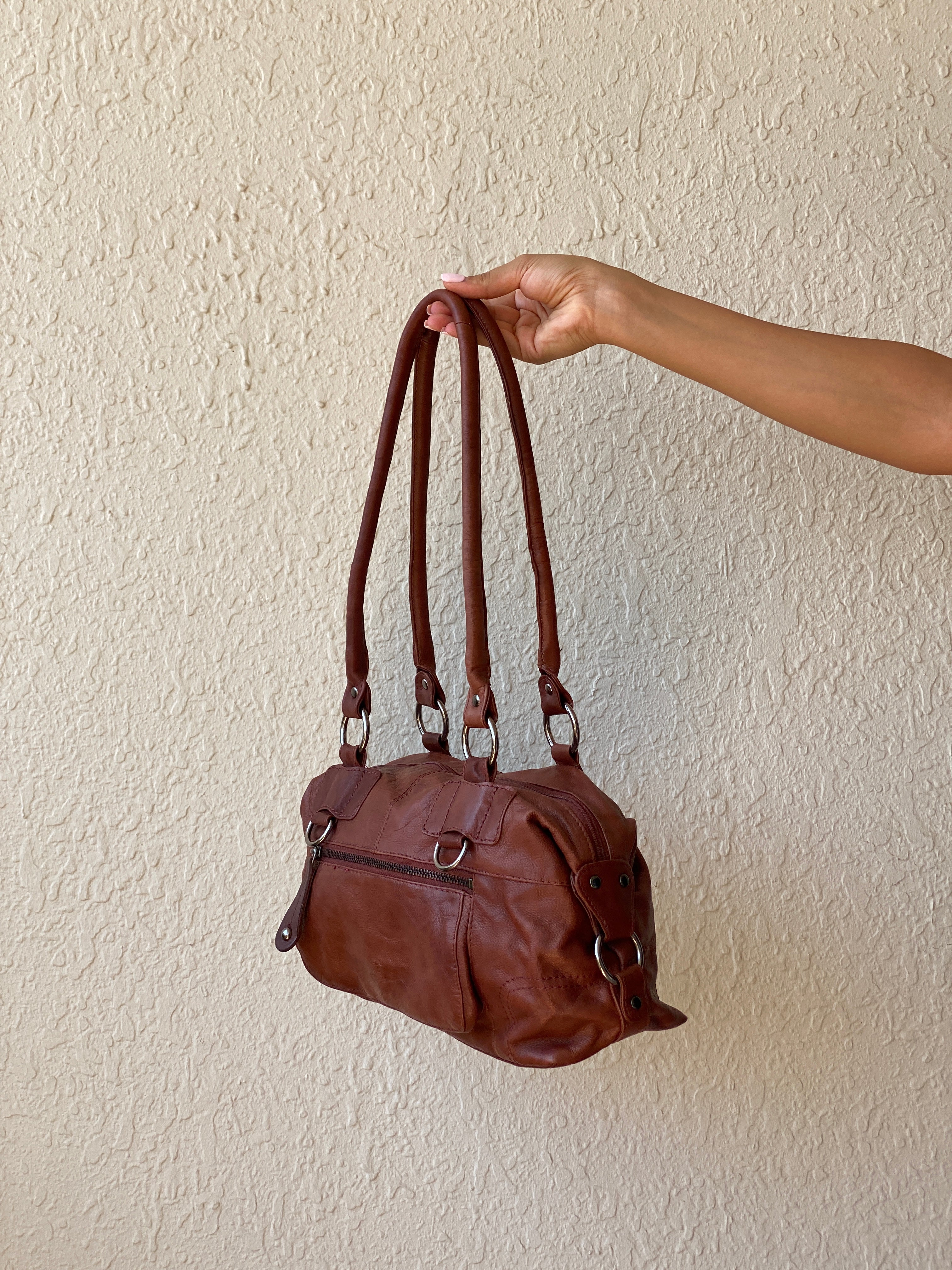 Vintage Jens Koch Cognac Brown Genuine Leather Shoulder Bag