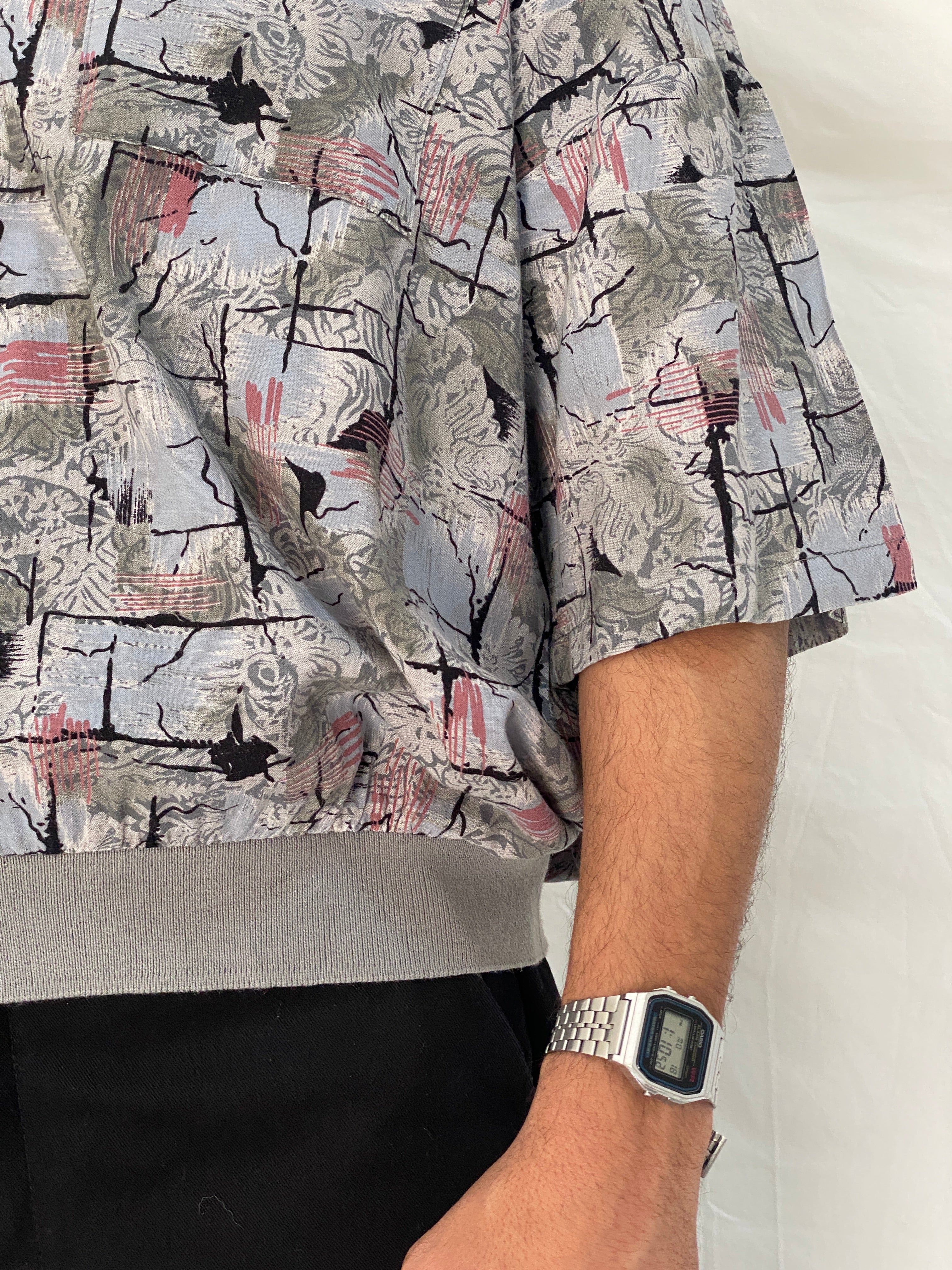 Vintage 90s Triumph of California Abstract Print Button-Up Shirt – XL