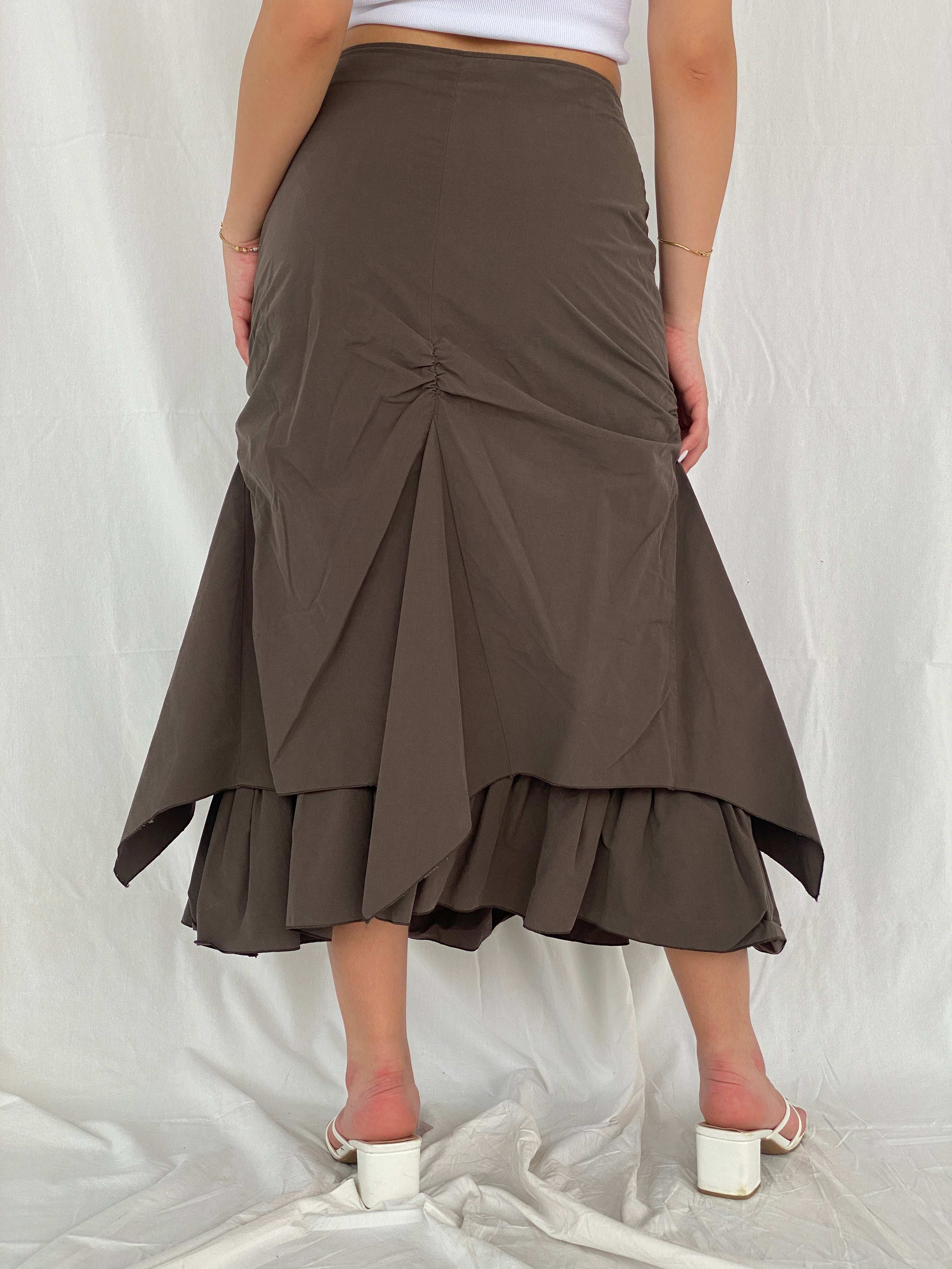 Insane Vintage 90s/00s Zaffiri Midi Ruched Skirt - Size M/L - Balagan Vintage Midi Skirt 00s, 90s, midi skirt, NEW IN, Rama