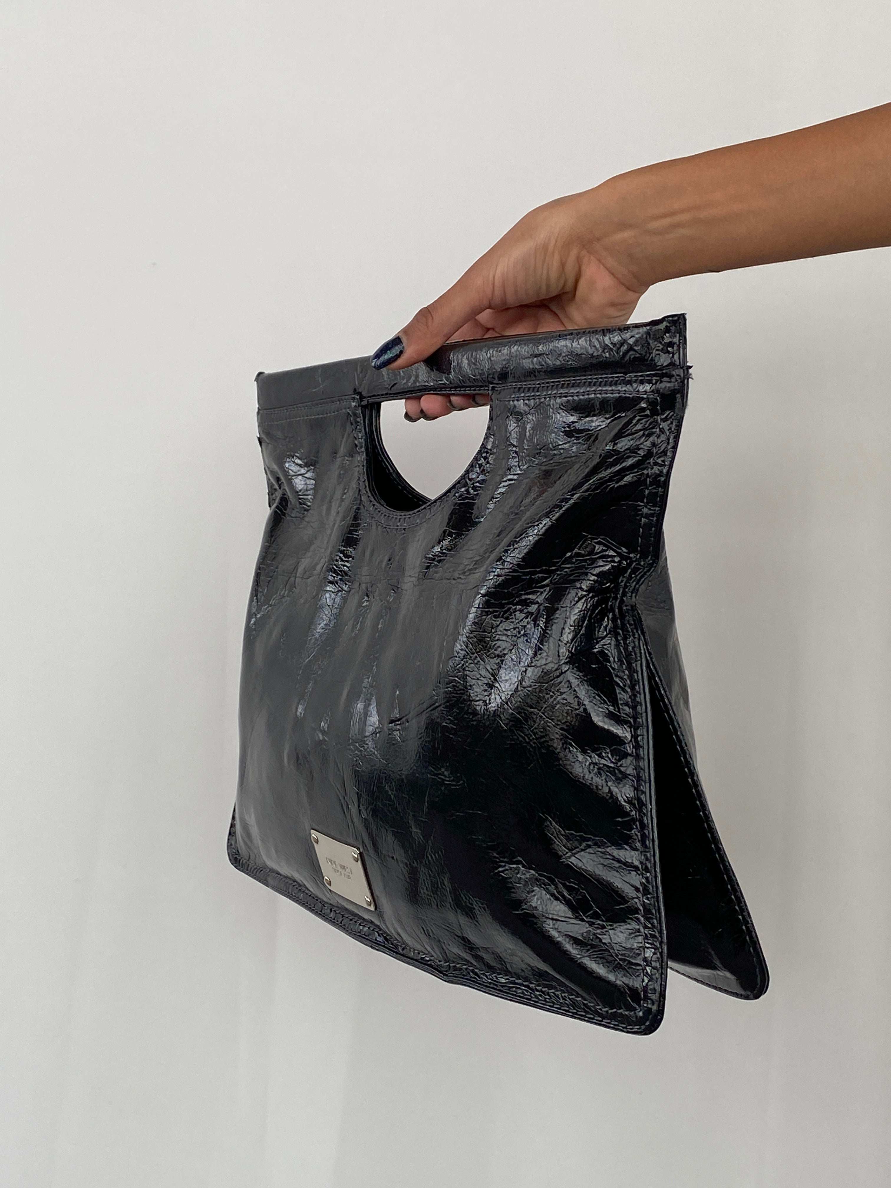 Nine West Black Patent Leather Clutch - Balagan Vintage Handbags 00s, bag, handbag, Nine West