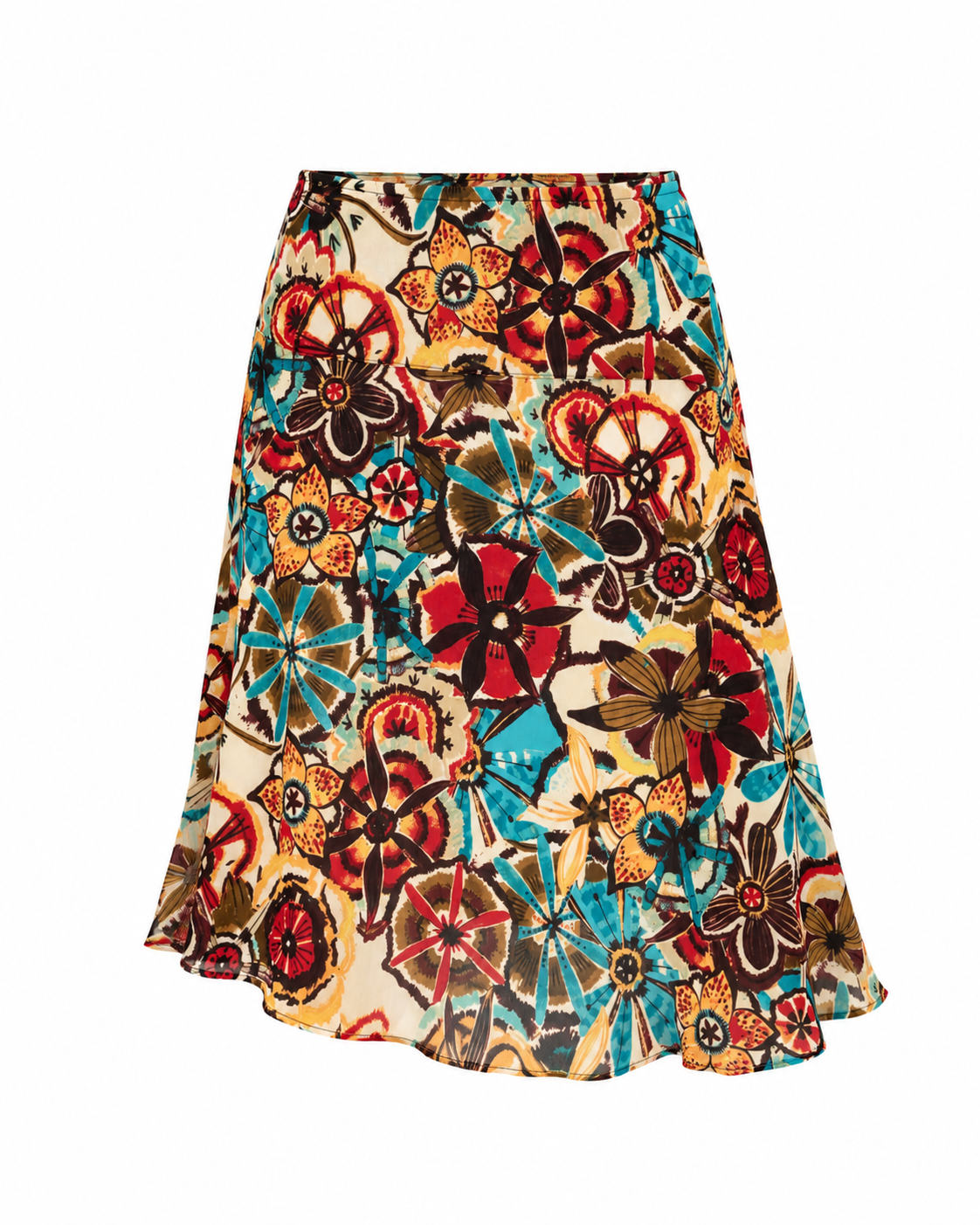 Vintage Wenart Multicolor Abstract Floral Print A-Line Midi Skirt – M