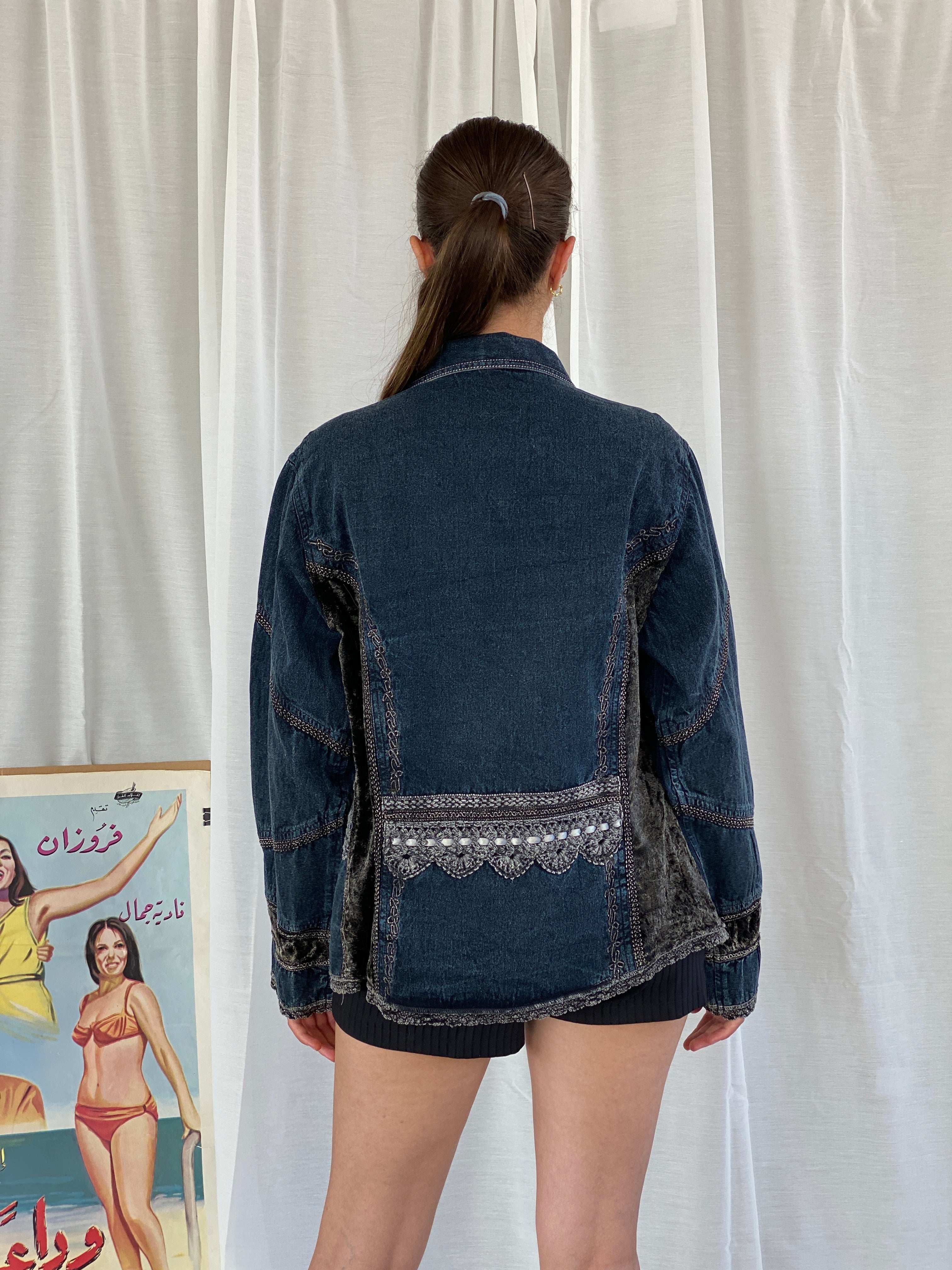 Statement Vintage Urban Tribe Embroidered Denim Jacket - L