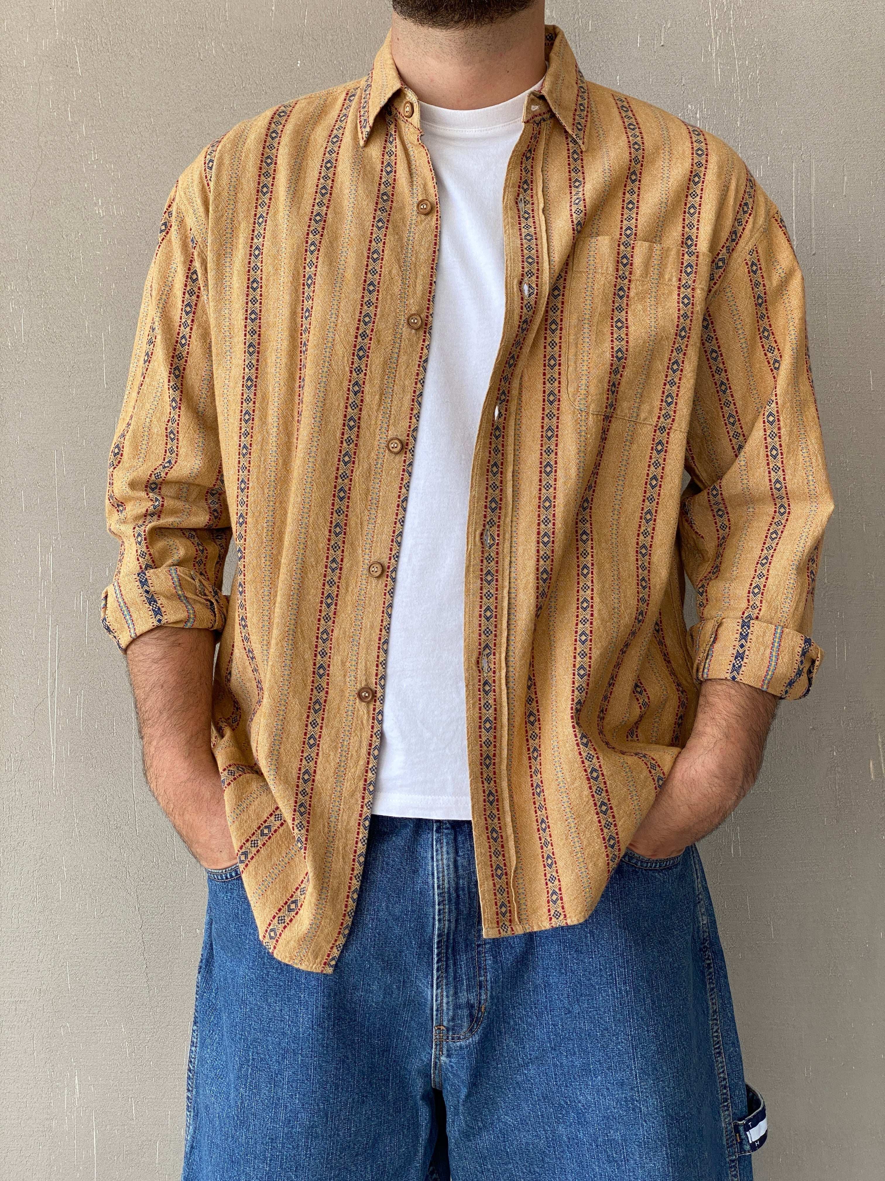 80s/90s Denim Chic Men’s Button Full-Sleeve Western Style Shirt - M - Balagan Vintage Full Sleeve Shirt 90s, full sleeve shirt, Iyad, mens shirt, printed shirt