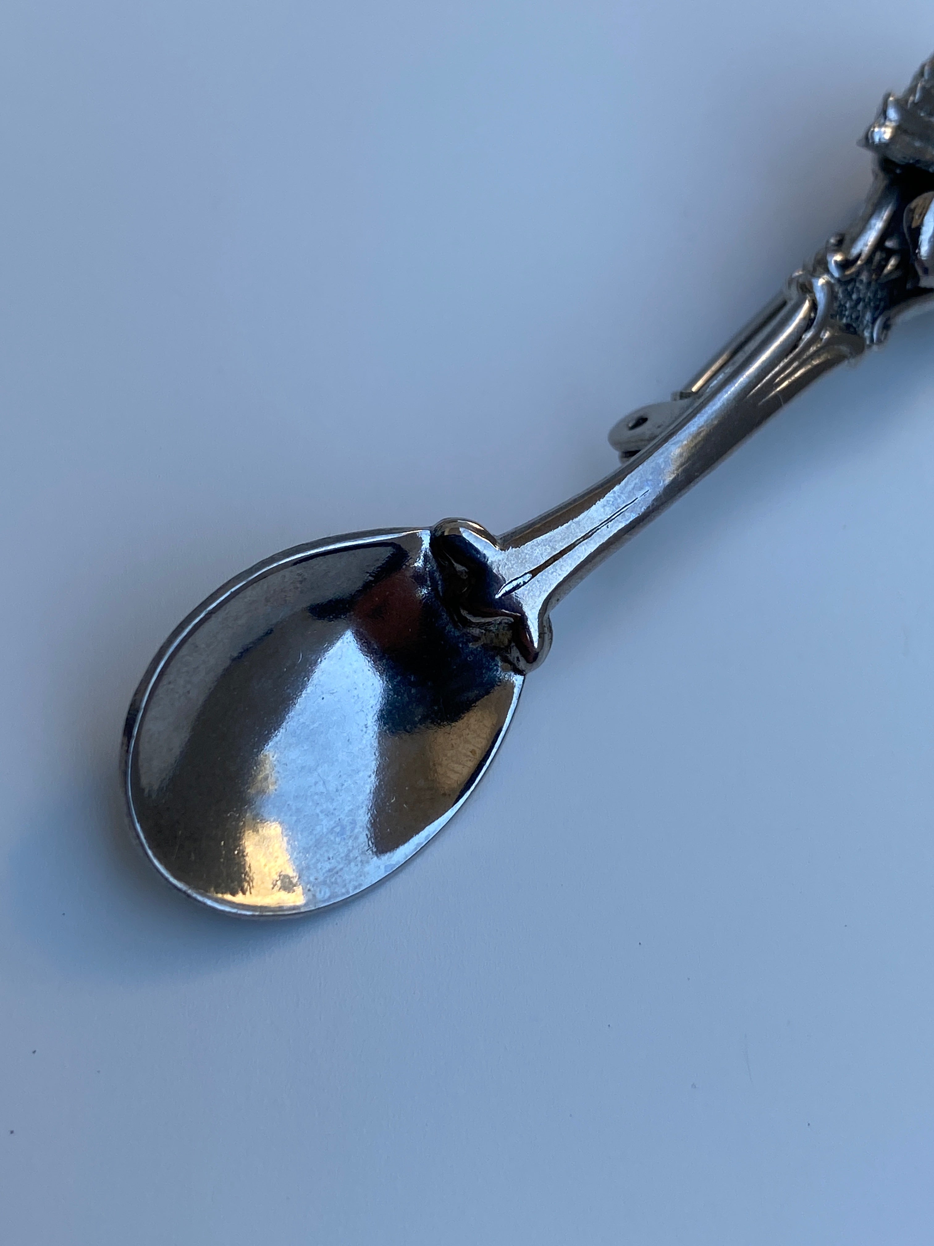Vintage Silver Tone Spoon Brooch Figural Cutlery Lapel Pin