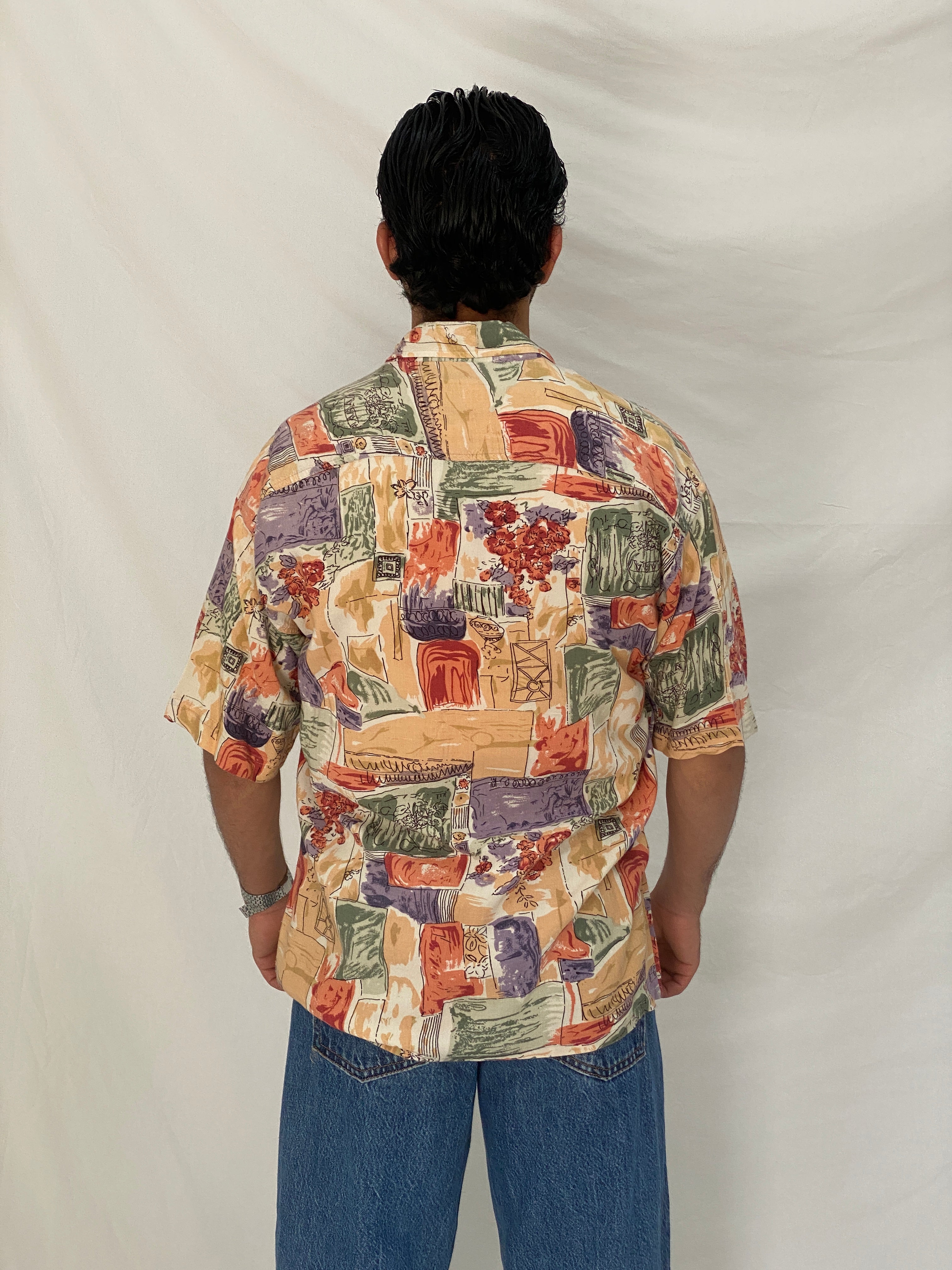 Vintage 90s MC.GORDON by Dressmann Abstract Viscose Shirt – L