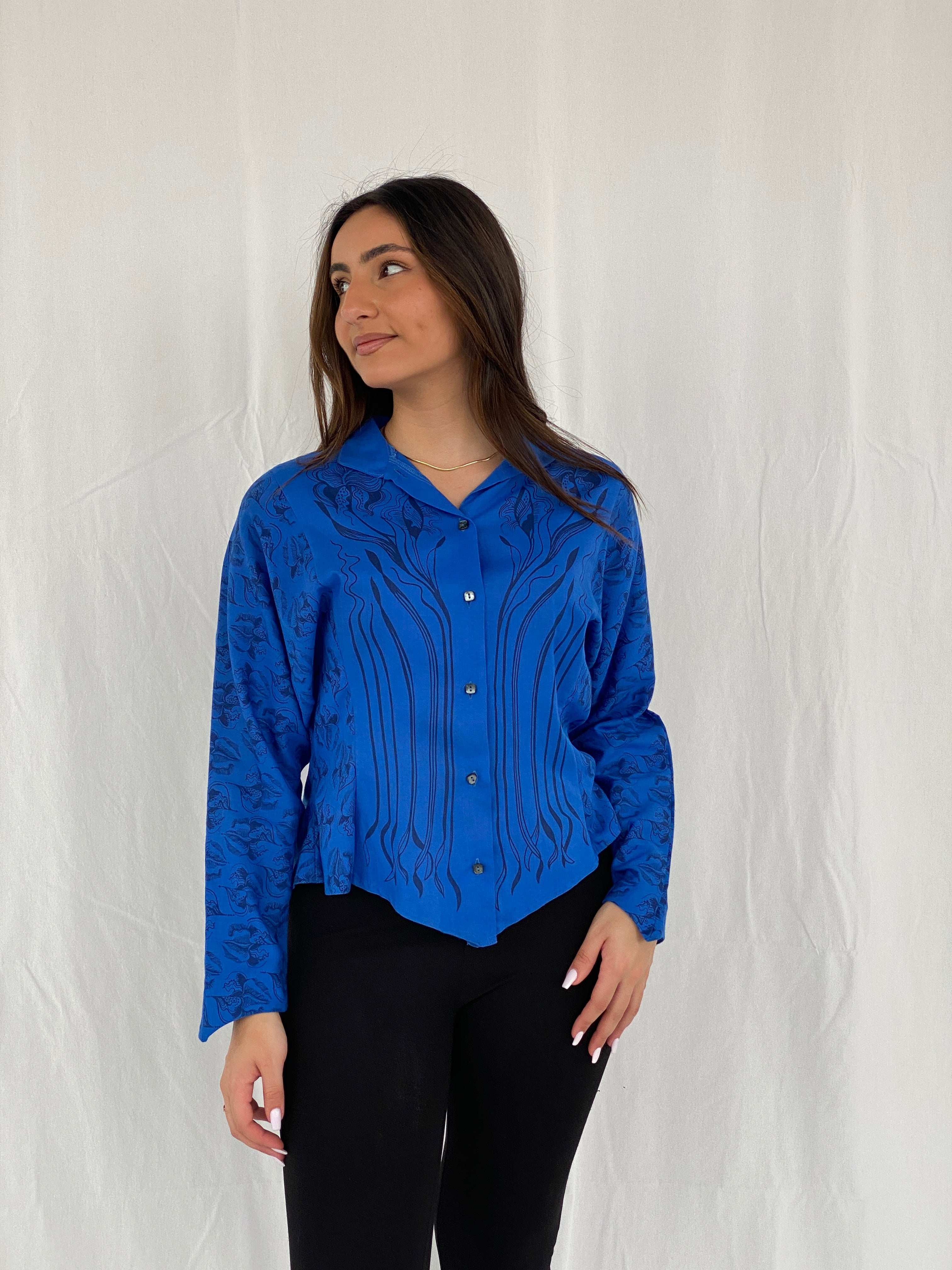 Vintage 90s Lorna Wiles Western Style Blue Shirt - Size L - Balagan Vintage Full Sleeve Shirt 00s, cotton shirt, NEW IN, Rama, women shirt