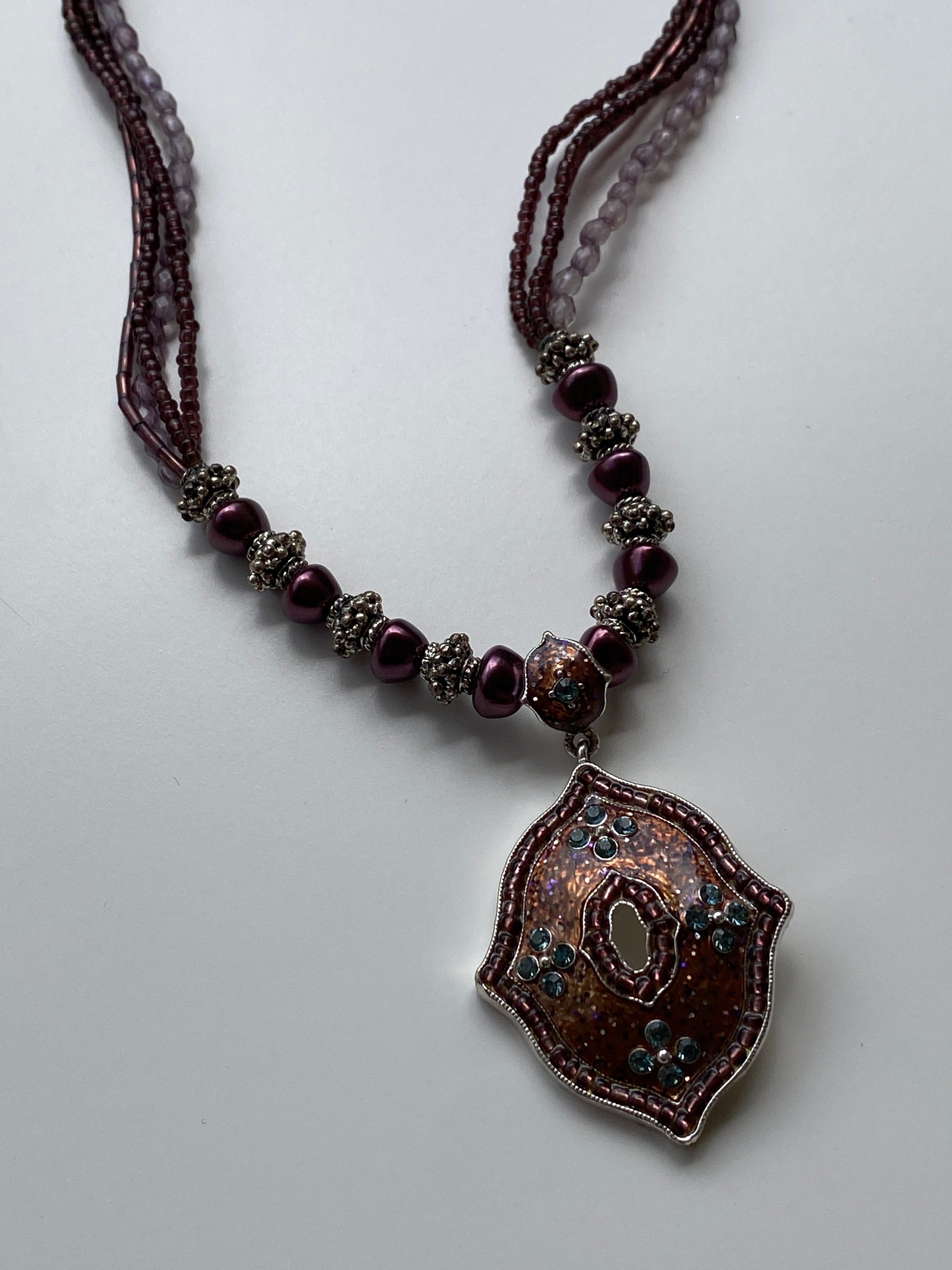 Y2K Purple & Lavender Multi-Strand Seed Bead Whimsical Necklace