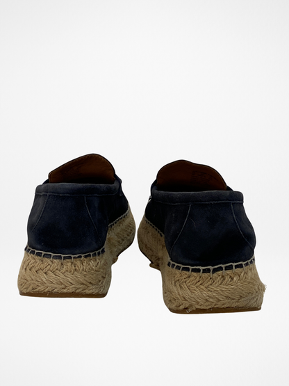 Kate Spade Navy Suede Espadrille Loafers Platform Jute Sole Slip-Ons - 39.5EU