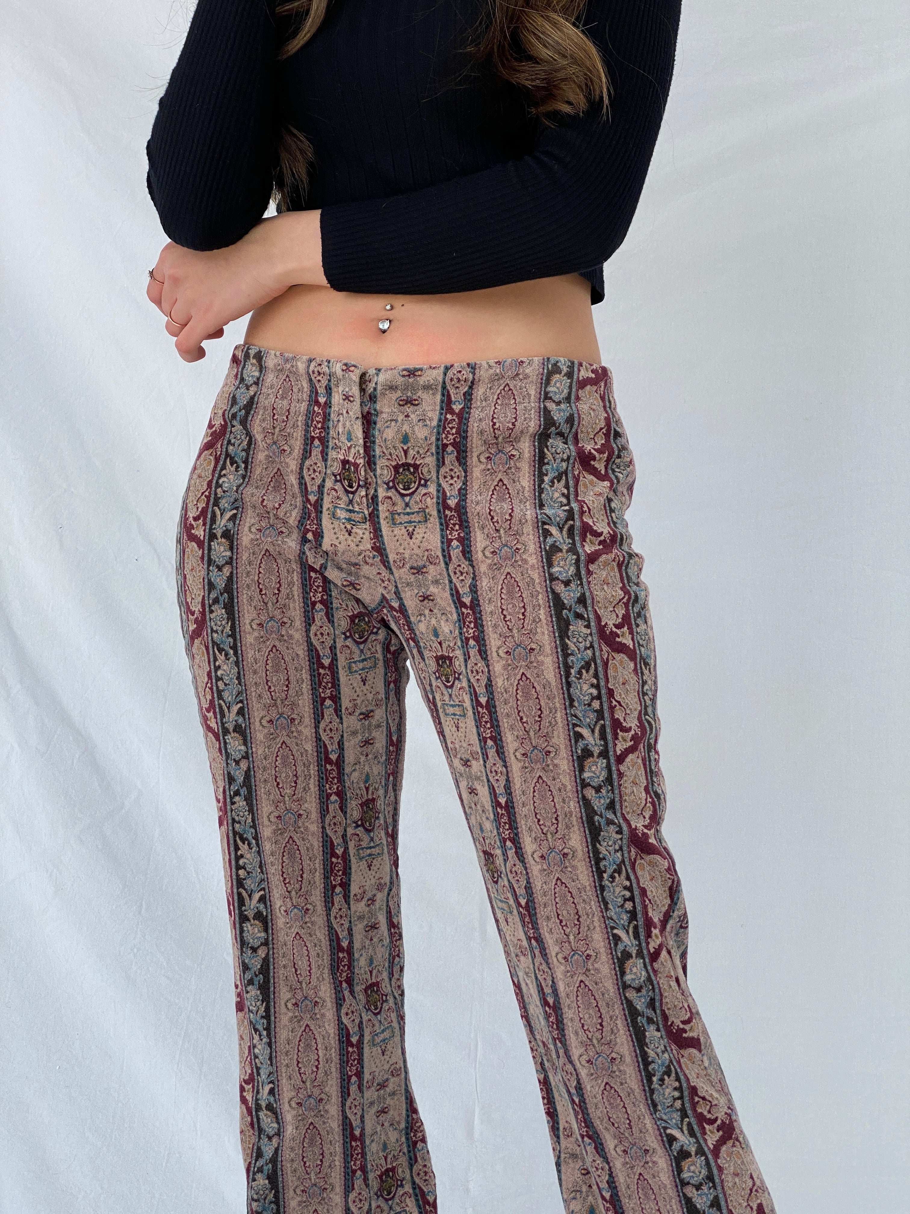 Vintage Wet Seal Flare Boho Print Pants - Balagan Vintage Pants 00s, 90s, Mira, NEW IN