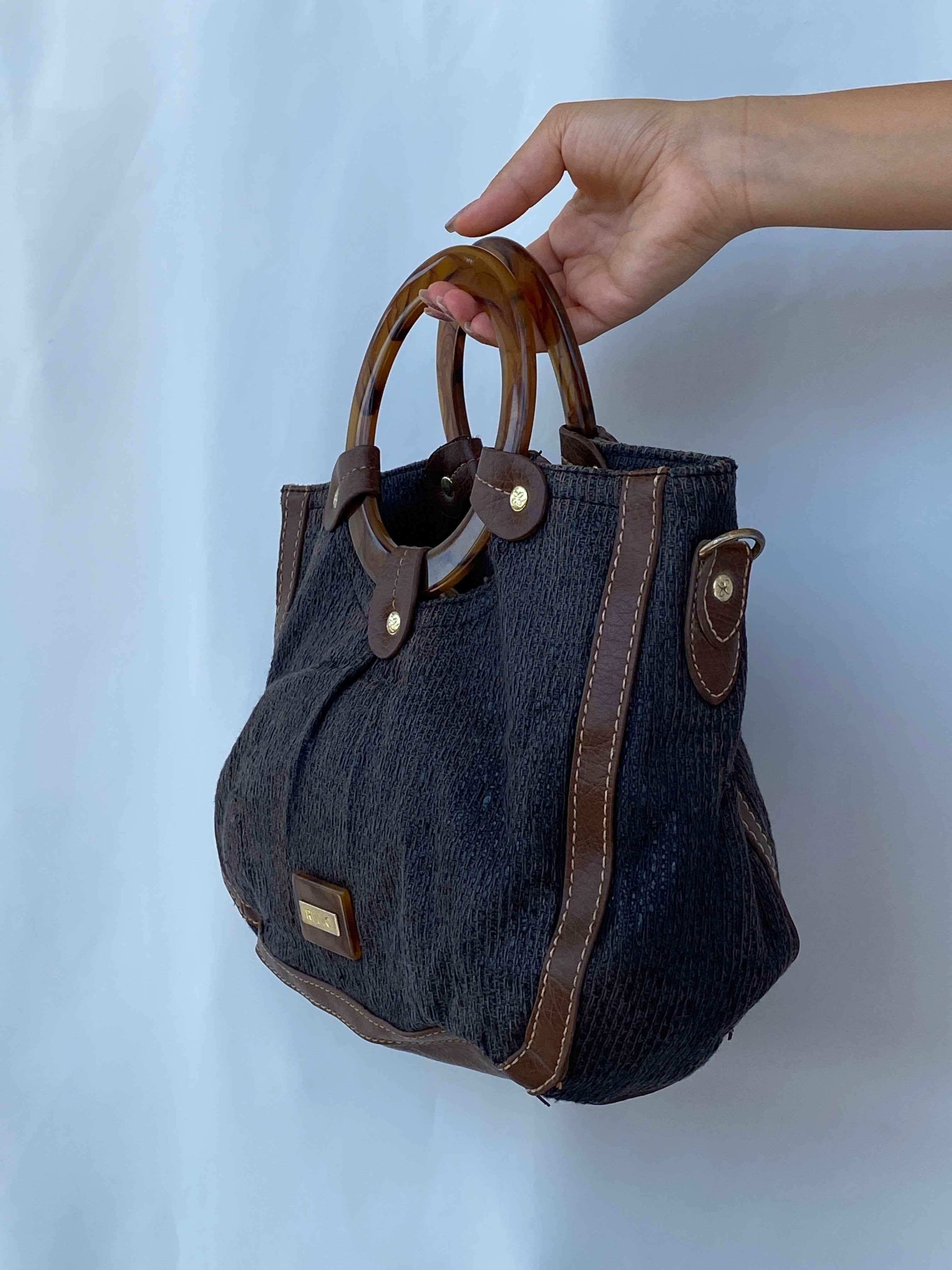Beautiful Y2K Relic Wooden Handle Handbag - Balagan Vintage
