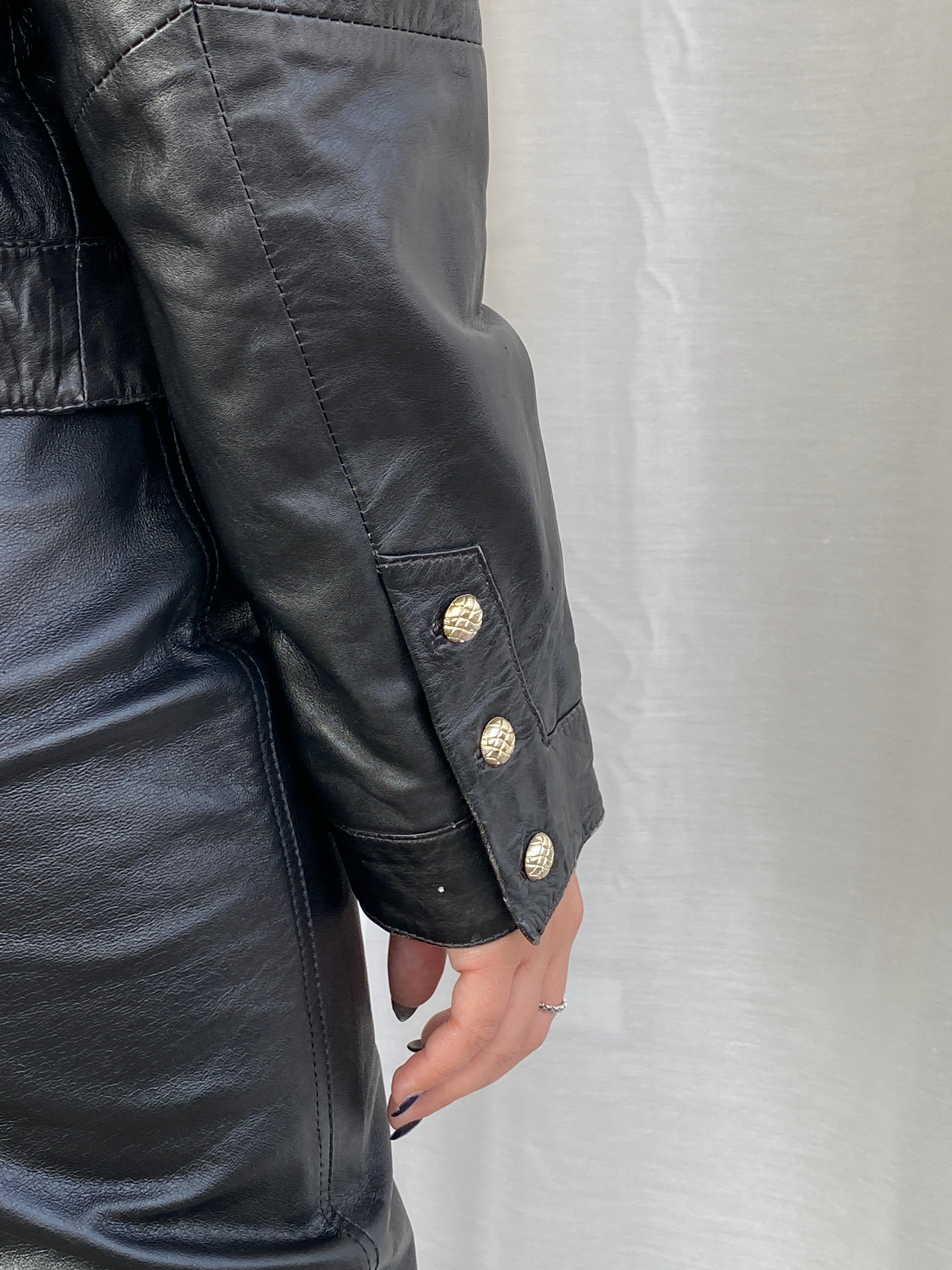 Vintage 80s GIORGIO MOBIANI Genuine Black Leather Jacket - L