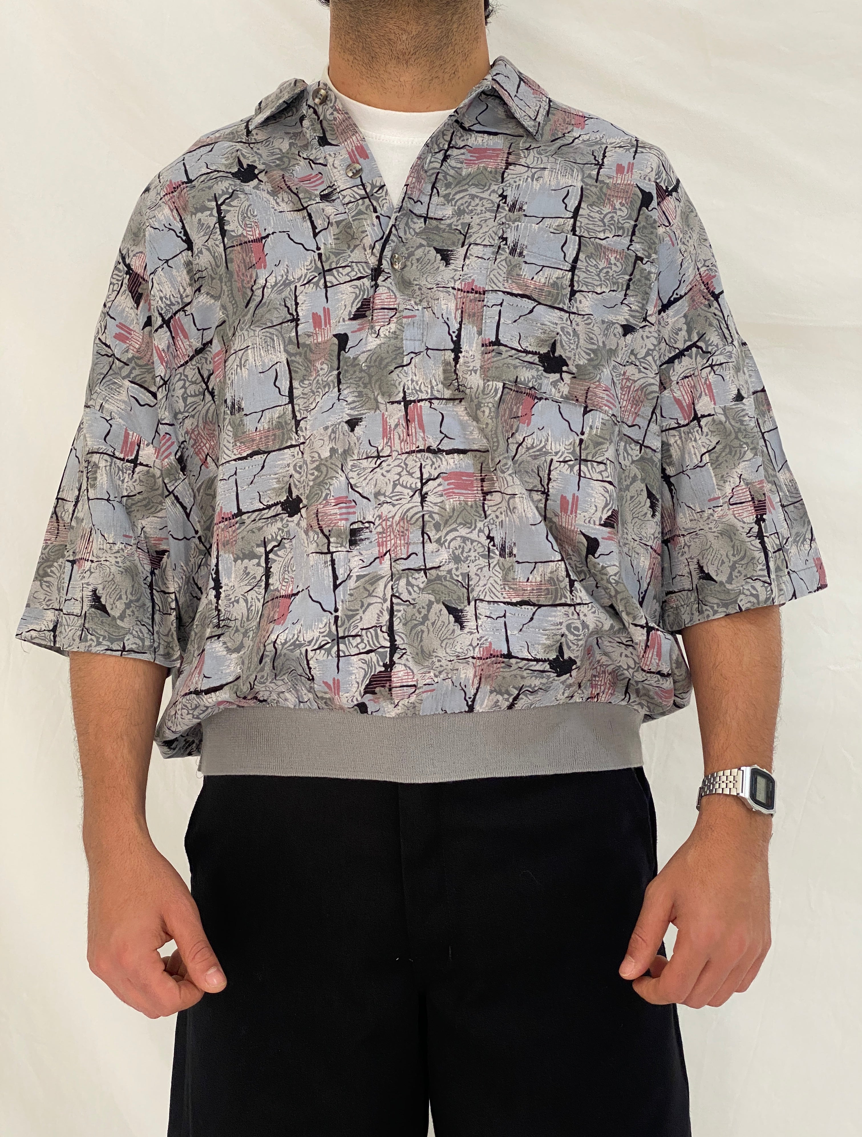 Vintage 90s Triumph of California Abstract Print Button-Up Shirt – XL