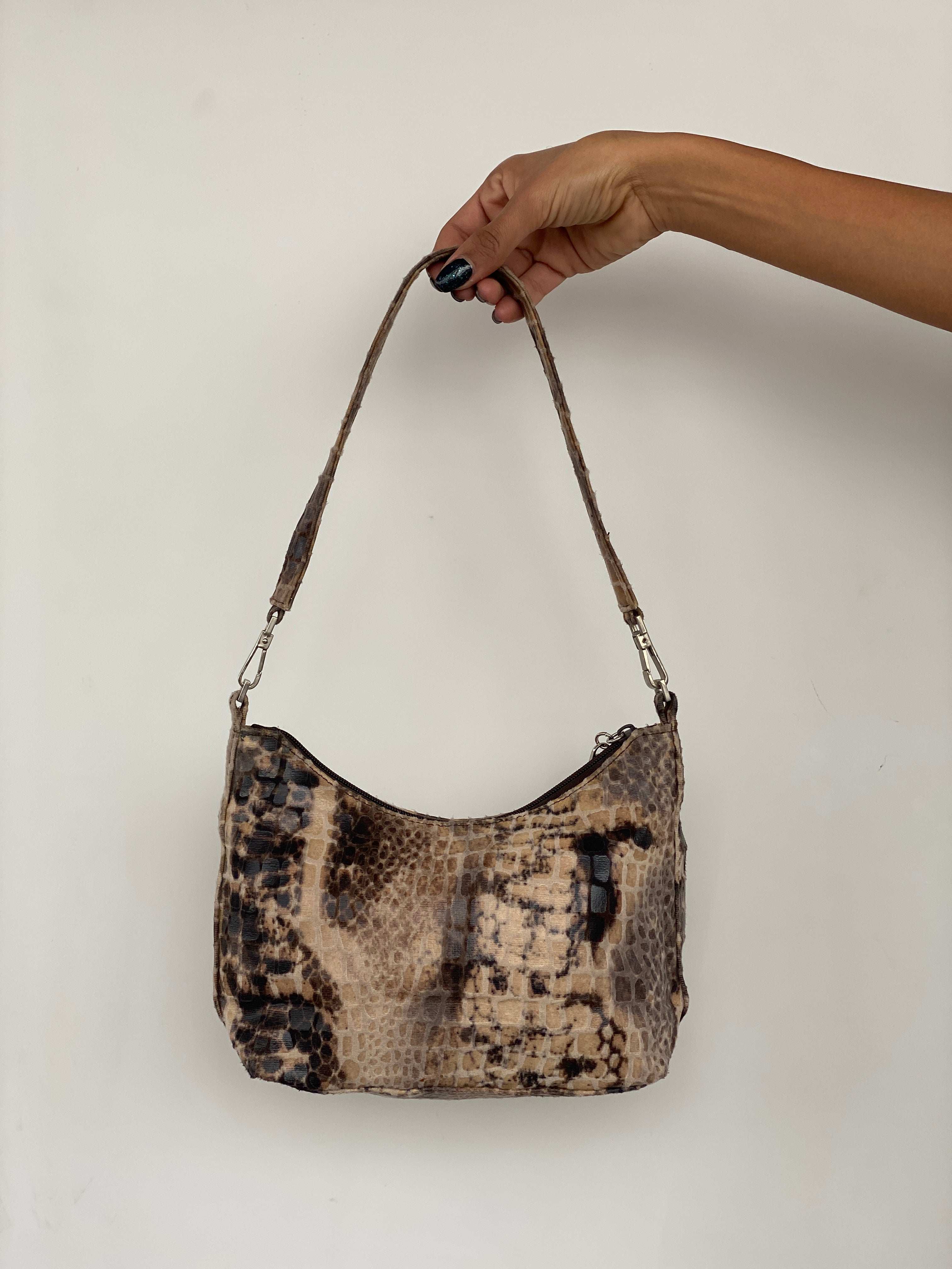 Faux Snake Skin Shoulder Bag - Balagan Vintage Shoulder Bag 00s, animal print, bag, handbag