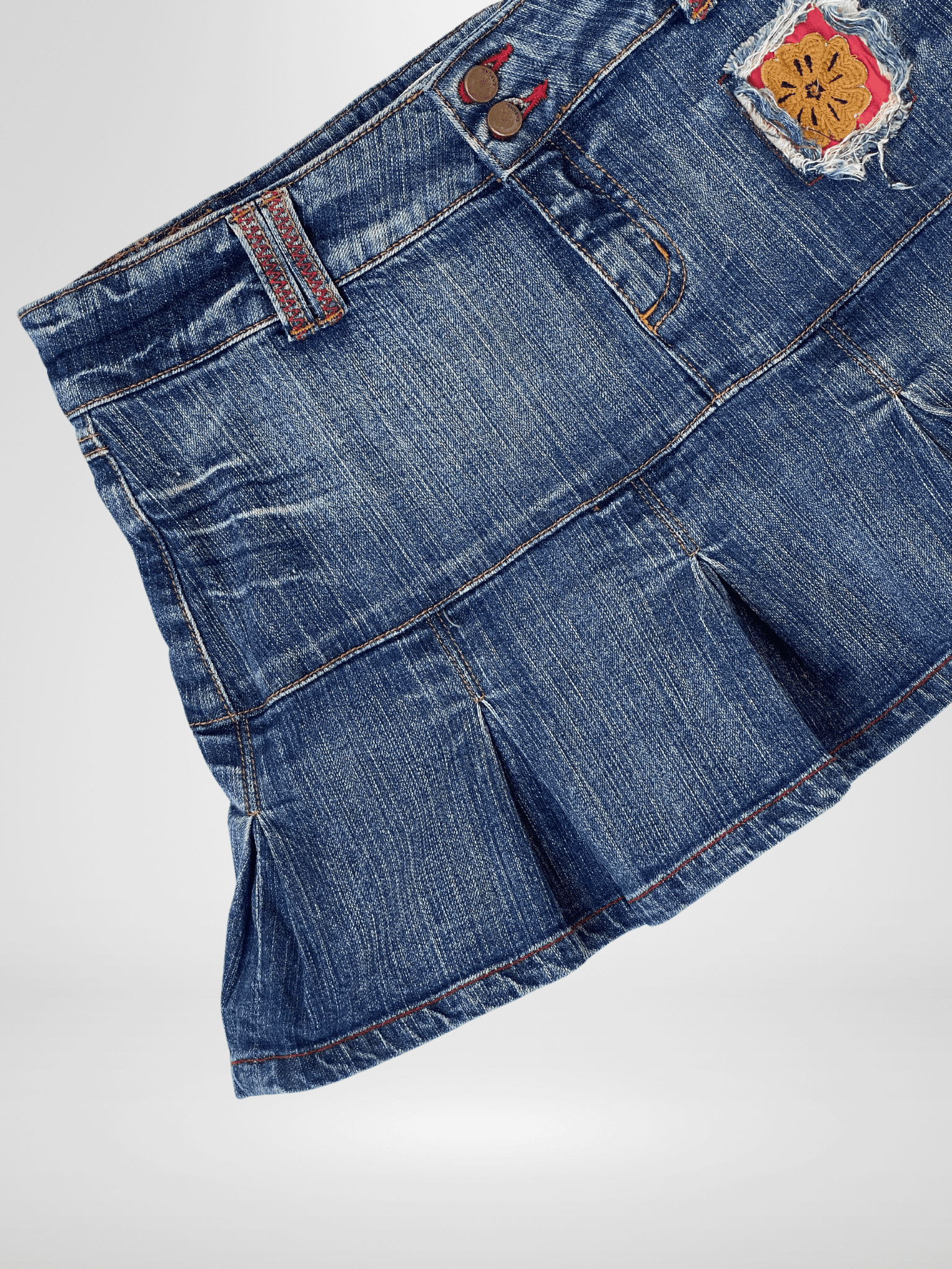 Y2K Collezione Pleated Mini Denim Skirt - M