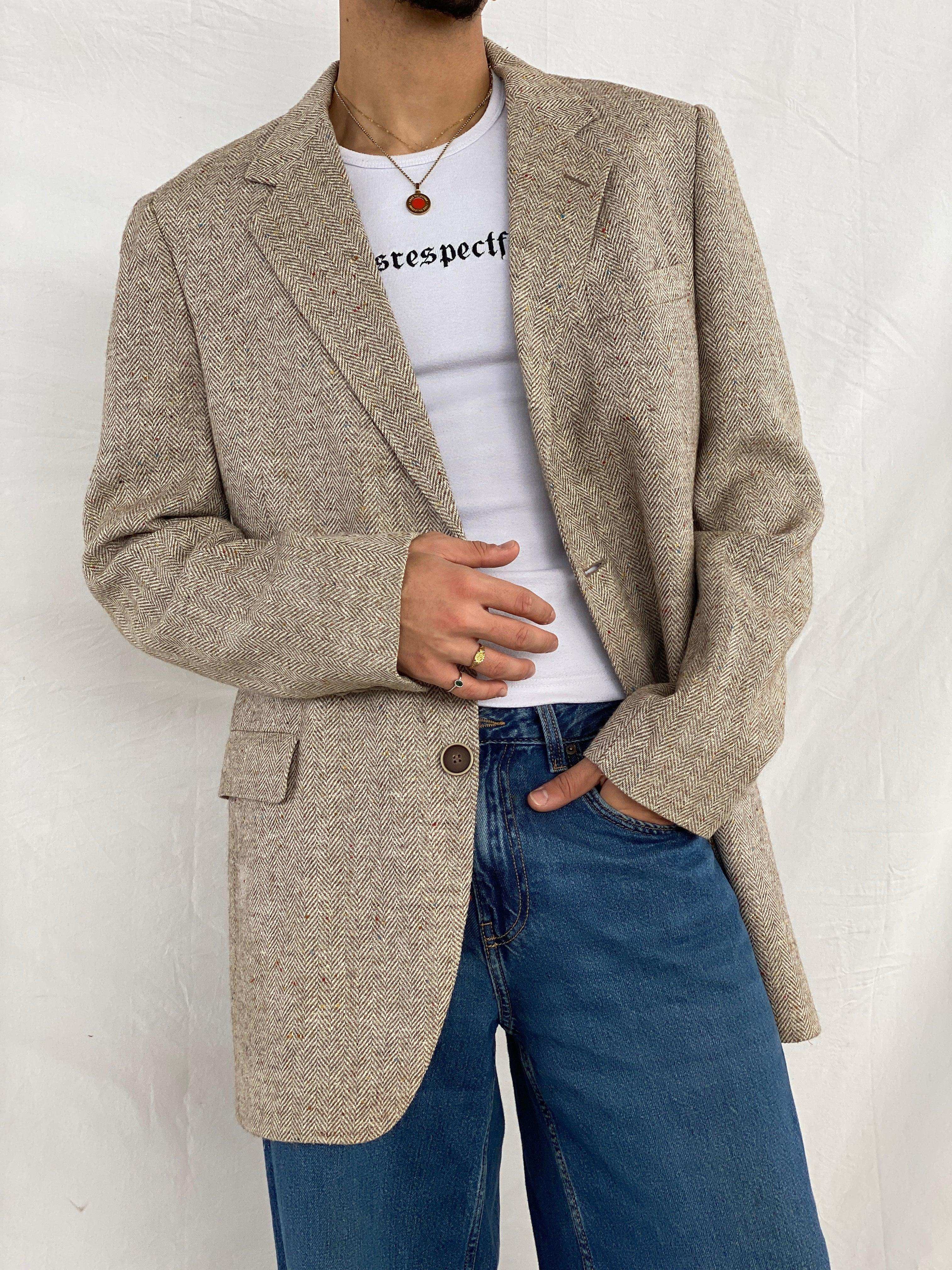 Wintage Men's Tweed Casual and Festive Blazer Coat Jacket : Beige1