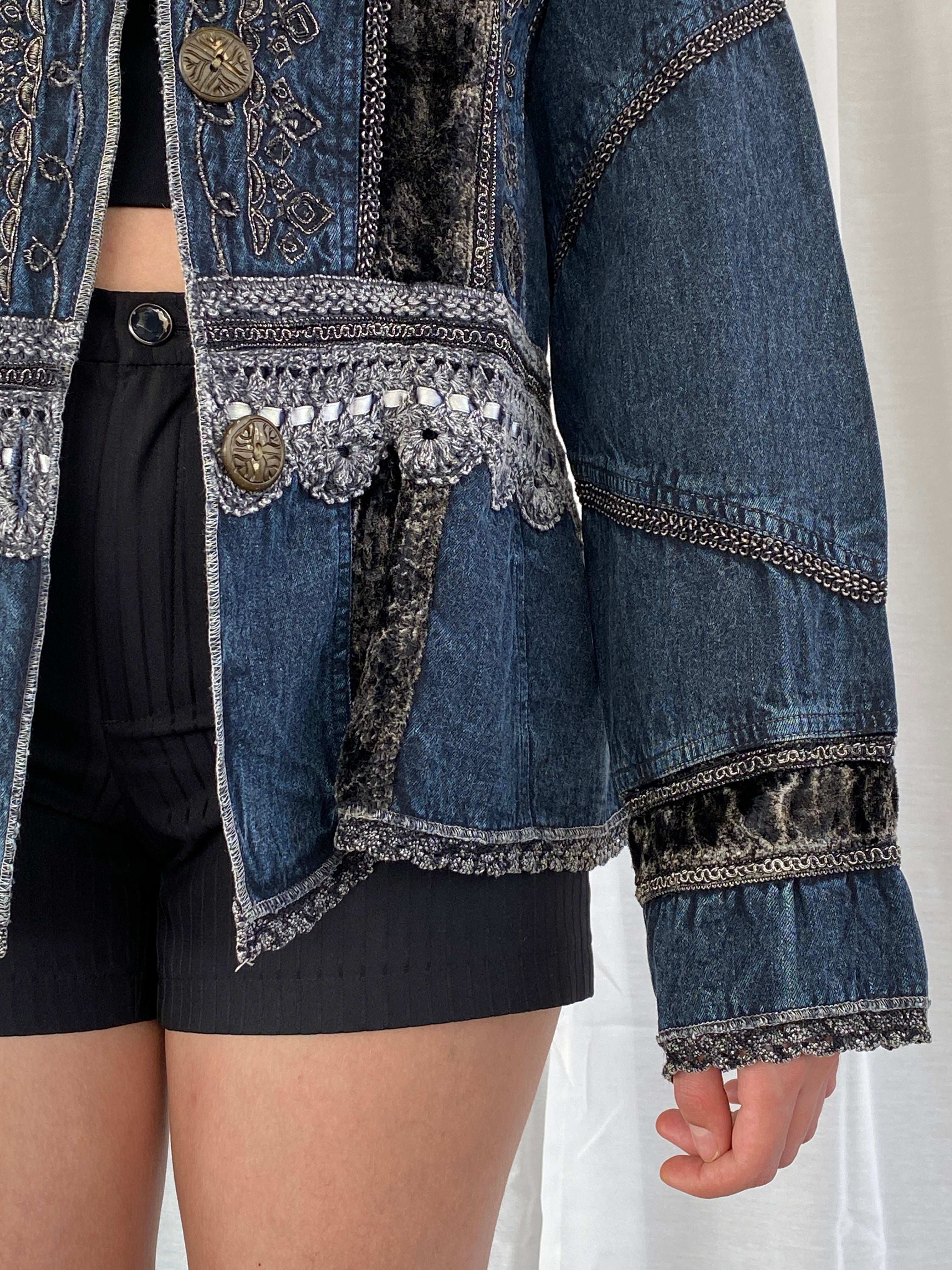 Statement Vintage Urban Tribe Embroidered Denim Jacket - L