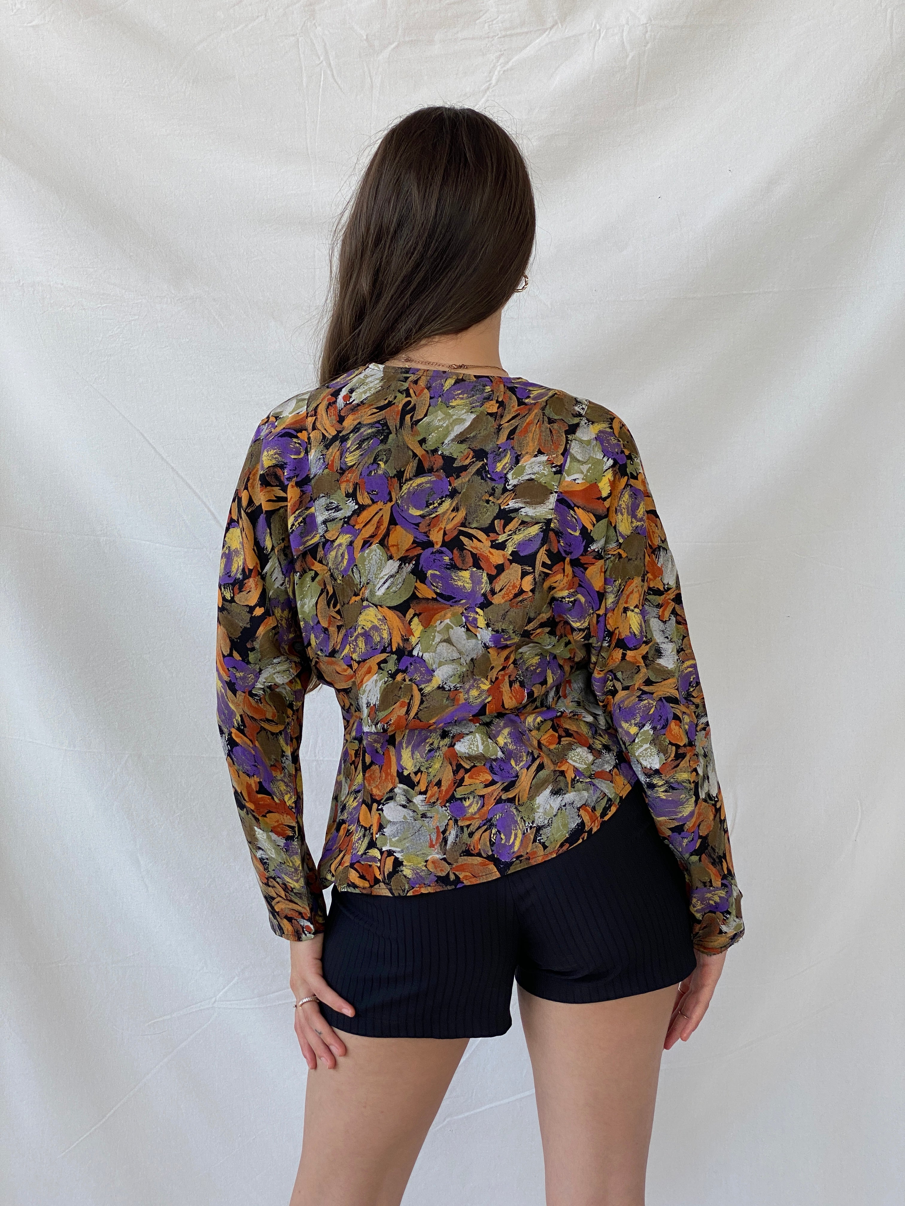 Vintage Handmade Abstract Floral Blouse - M