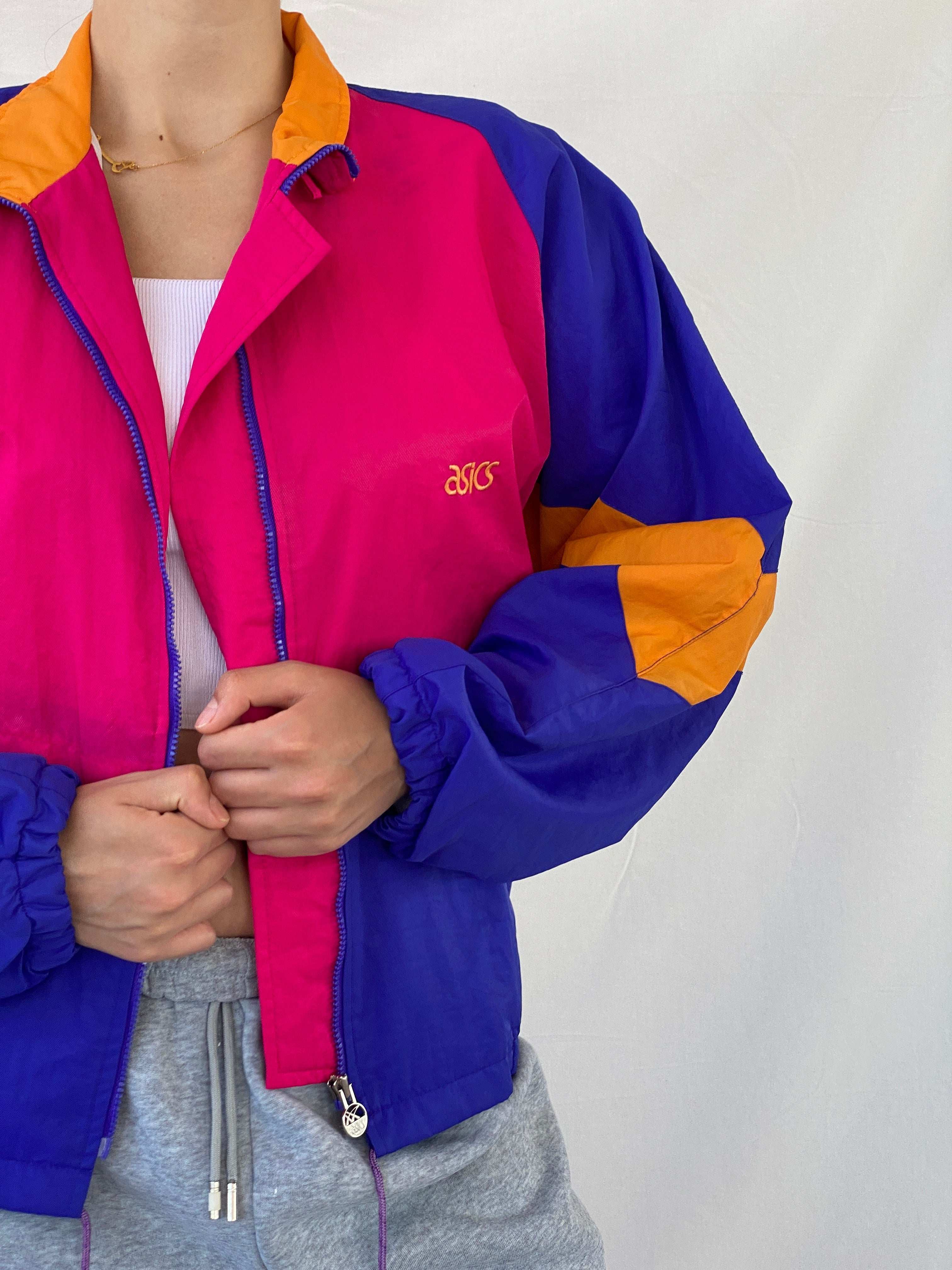 90s Asics Permia Plus Navy & Pink Windbreaker Track Jacket - M - Balagan Vintage Windbreaker Jacket 00s, Mira, vintage, vintage windbreaker, windbreaker, windbreaker jacket, women