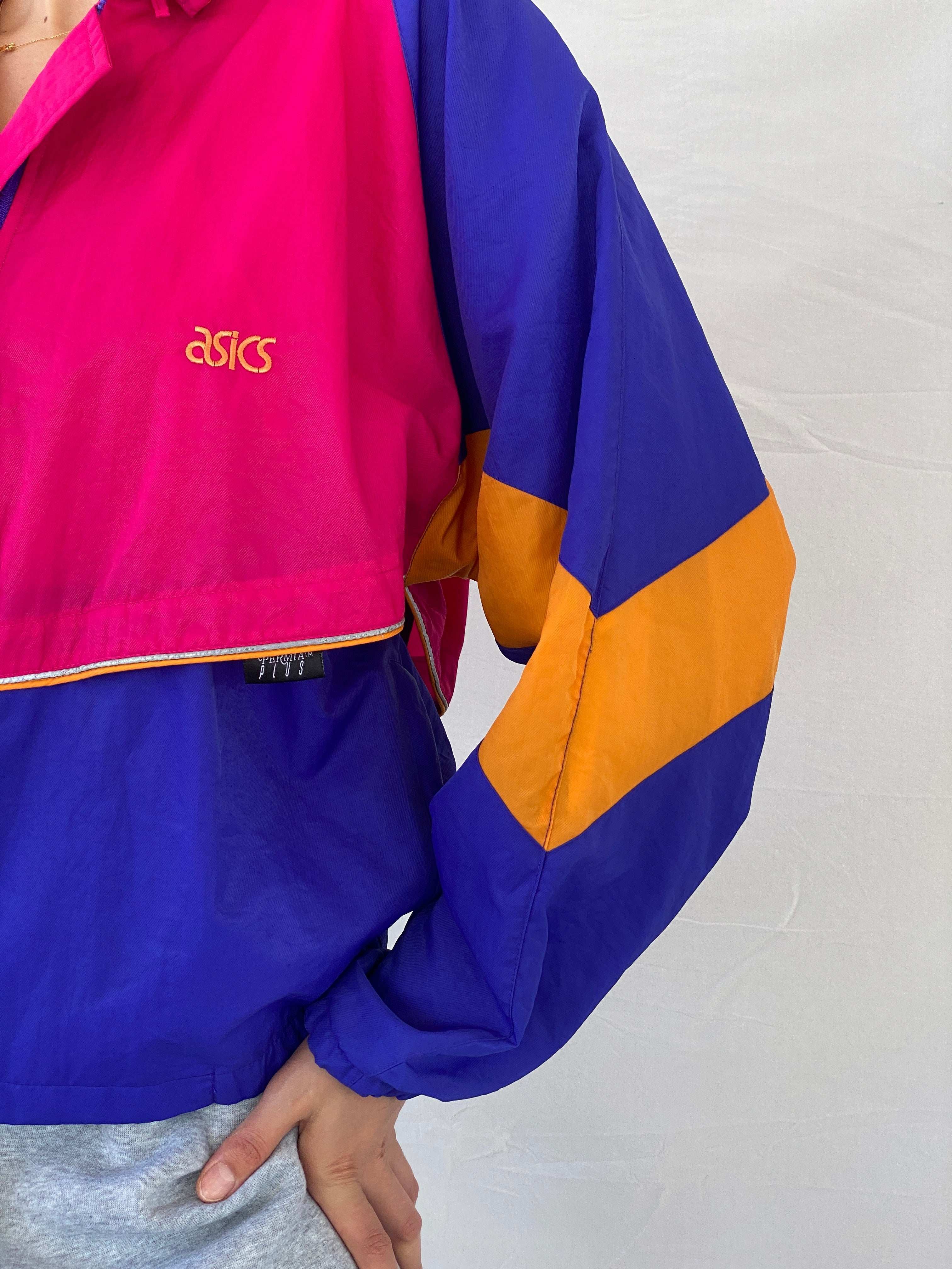 90s Asics Permia Plus Navy & Pink Windbreaker Track Jacket - M - Balagan Vintage Windbreaker Jacket 00s, Mira, vintage, vintage windbreaker, windbreaker, windbreaker jacket, women