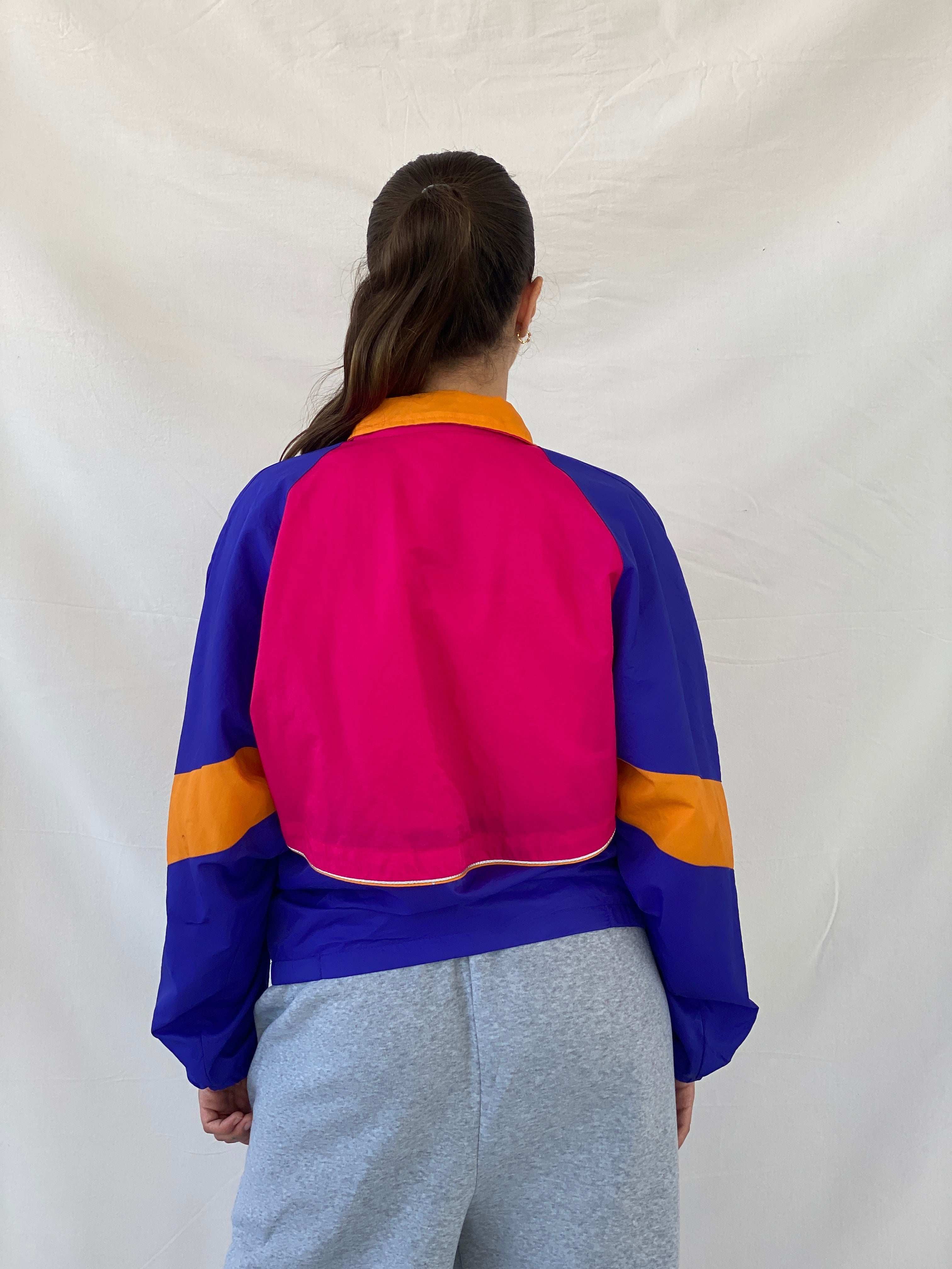 90s Asics Permia Plus Navy & Pink Windbreaker Track Jacket - M - Balagan Vintage Windbreaker Jacket 00s, Mira, vintage, vintage windbreaker, windbreaker, windbreaker jacket, women