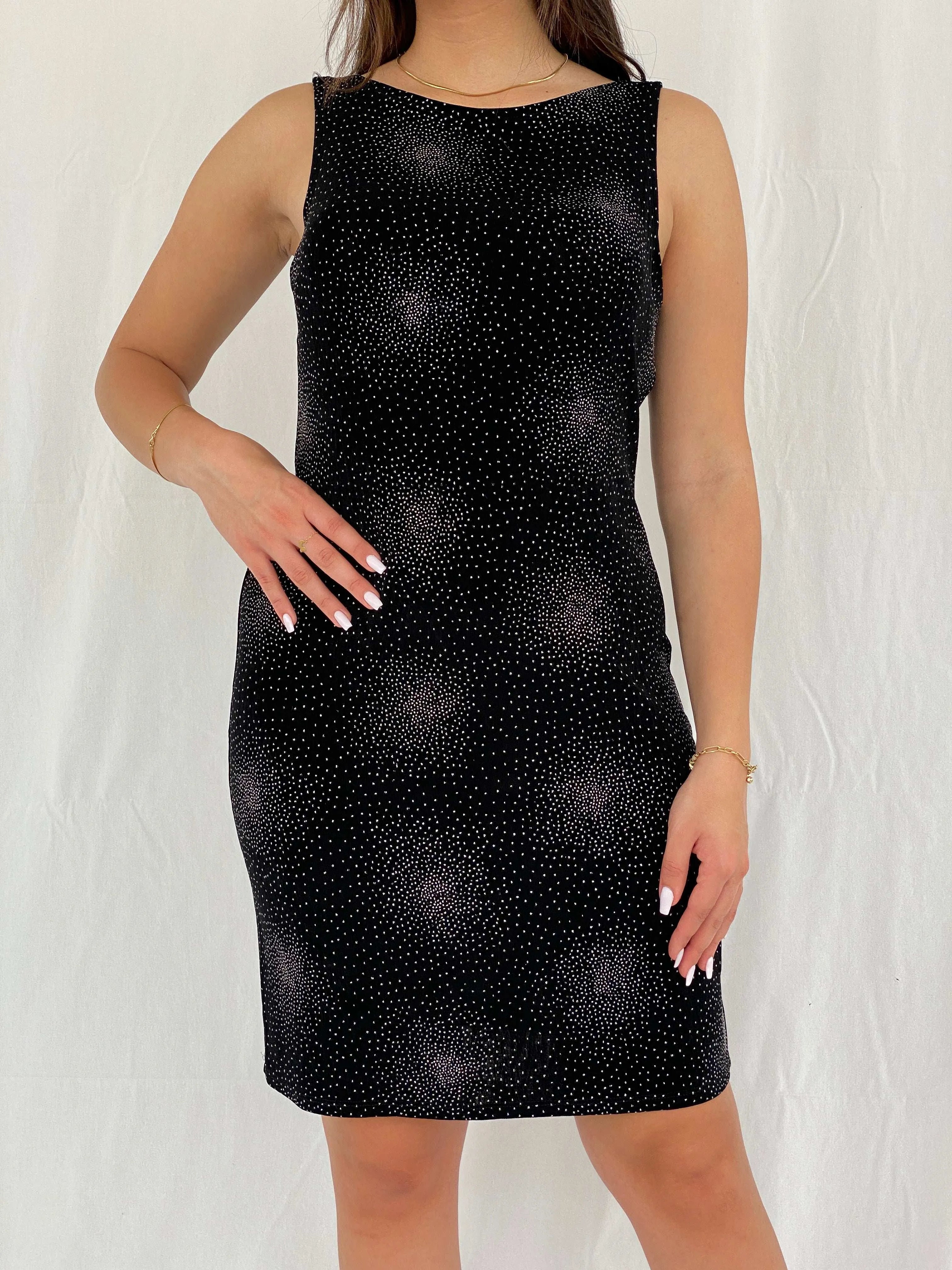 90s Millennium Fitted Shimmery Party Dress Size L - Balagan Vintage Midi Dress 00s, 00s dress, midi dress, Rama, shimmer