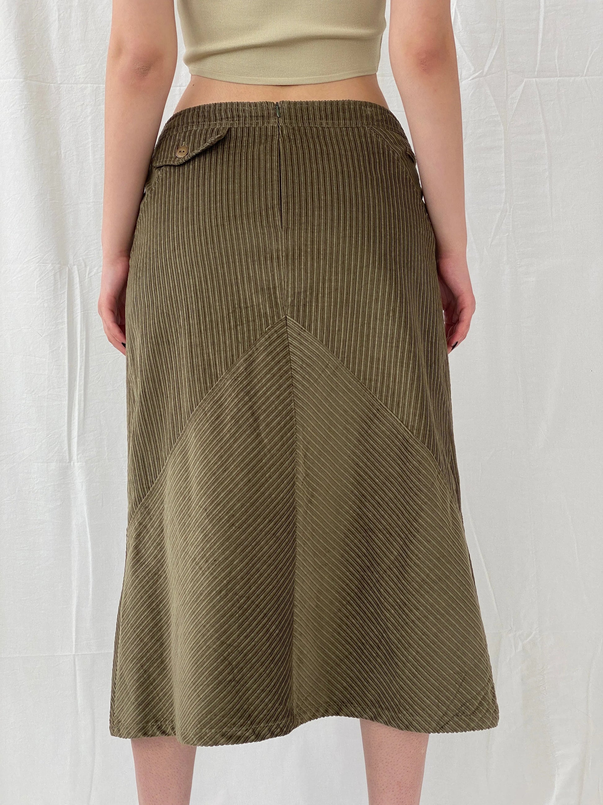 90s Phildar Olive Green Utility Corduroy Midi Skirt - L - Balagan Vintage Midi Skirt Ayah, corduroy, midi skirt, skirt, women skirt