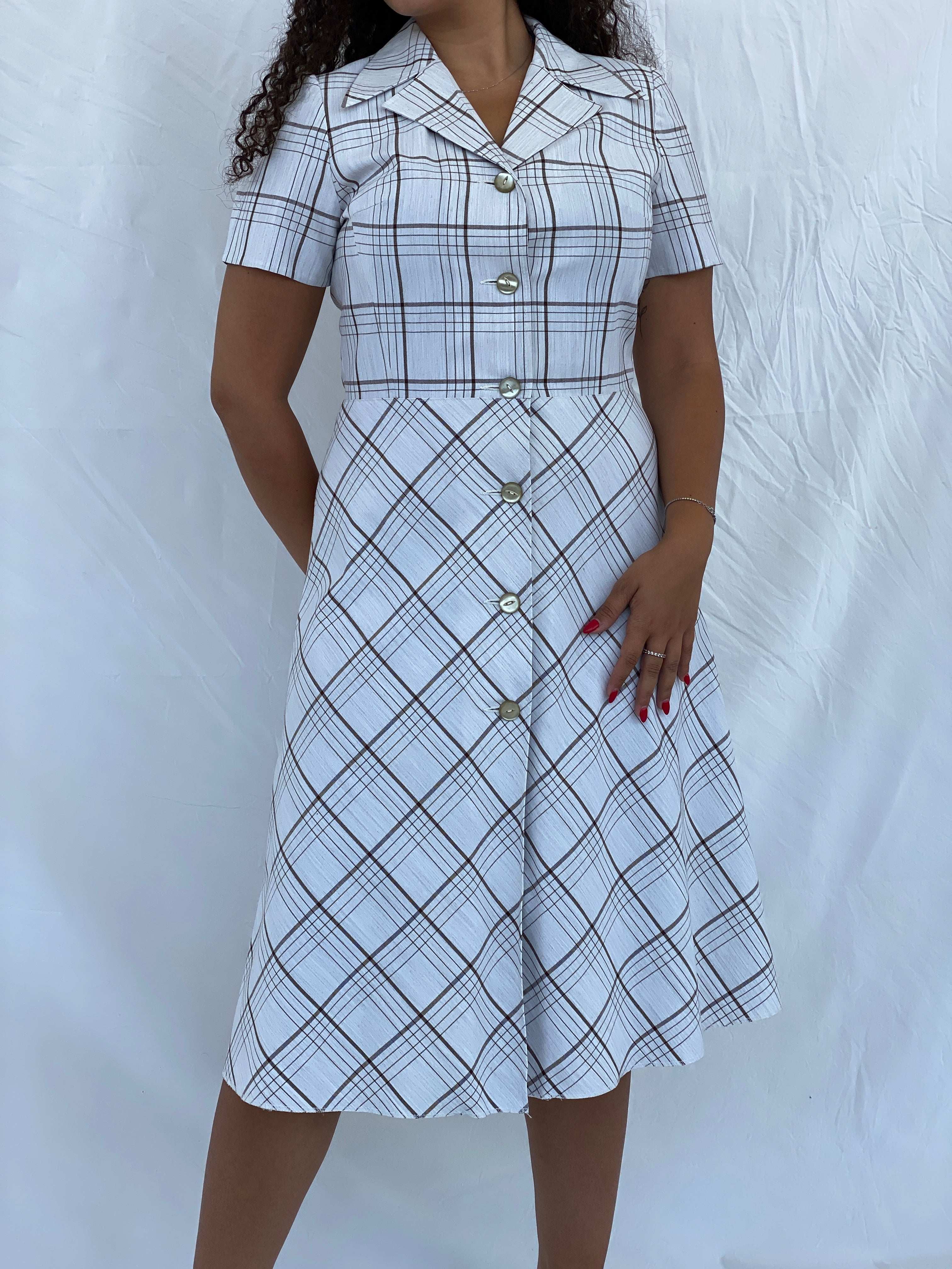 Vintage Handmade Checkered Picnic Midi Dress Size L - Balagan Vintage Midi Dress 00s, 00s dress, 90s, Dina, dress, midi dress, NEW IN, summer dress