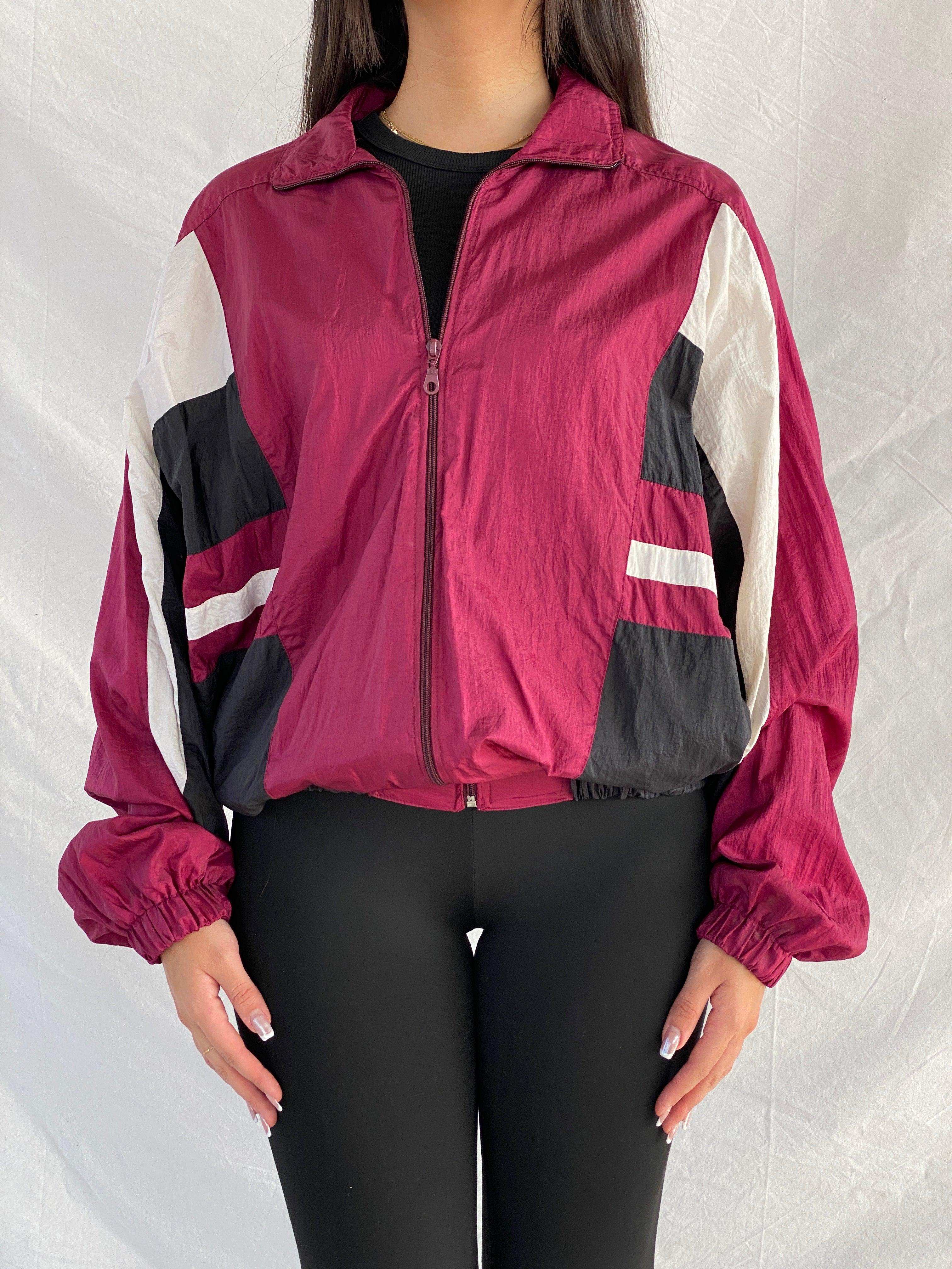 Vintage 80s/90s Wilson Burgundy and Black Unisex Windbreaker Track