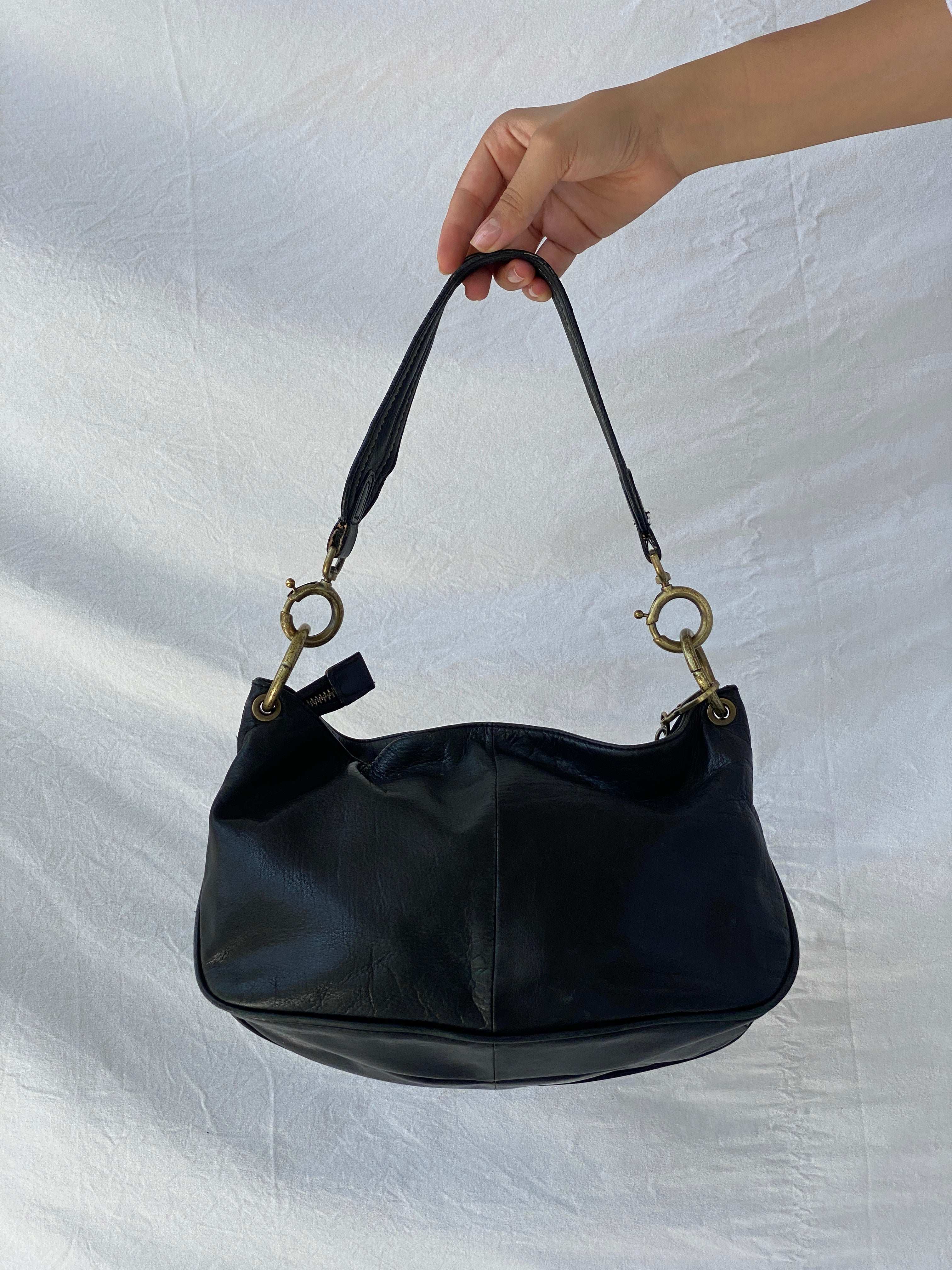 Vintage RI2K Black Leather Slouch Shoulder Bag