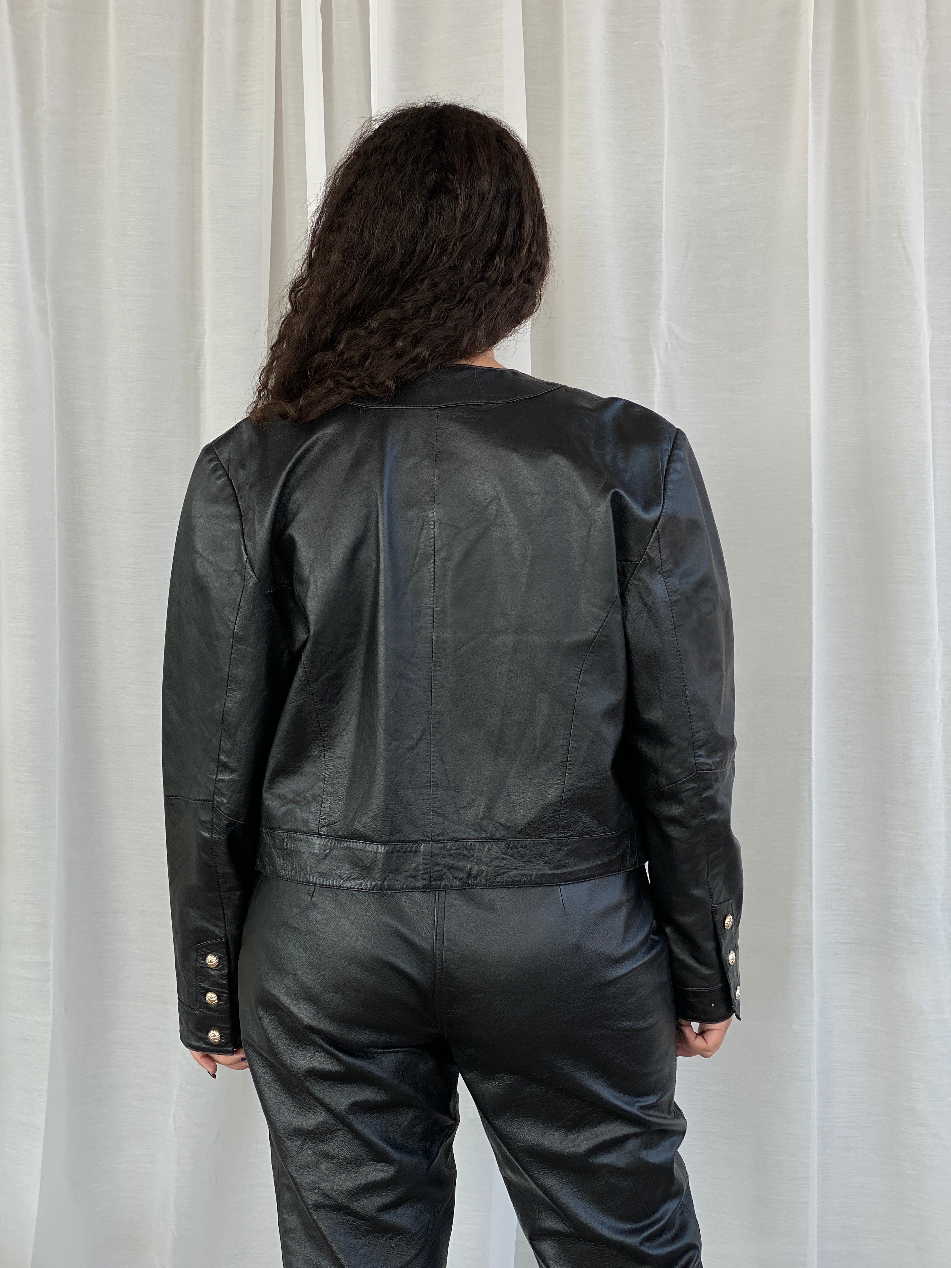 Vintage 80s GIORGIO MOBIANI Genuine Black Leather Jacket - L