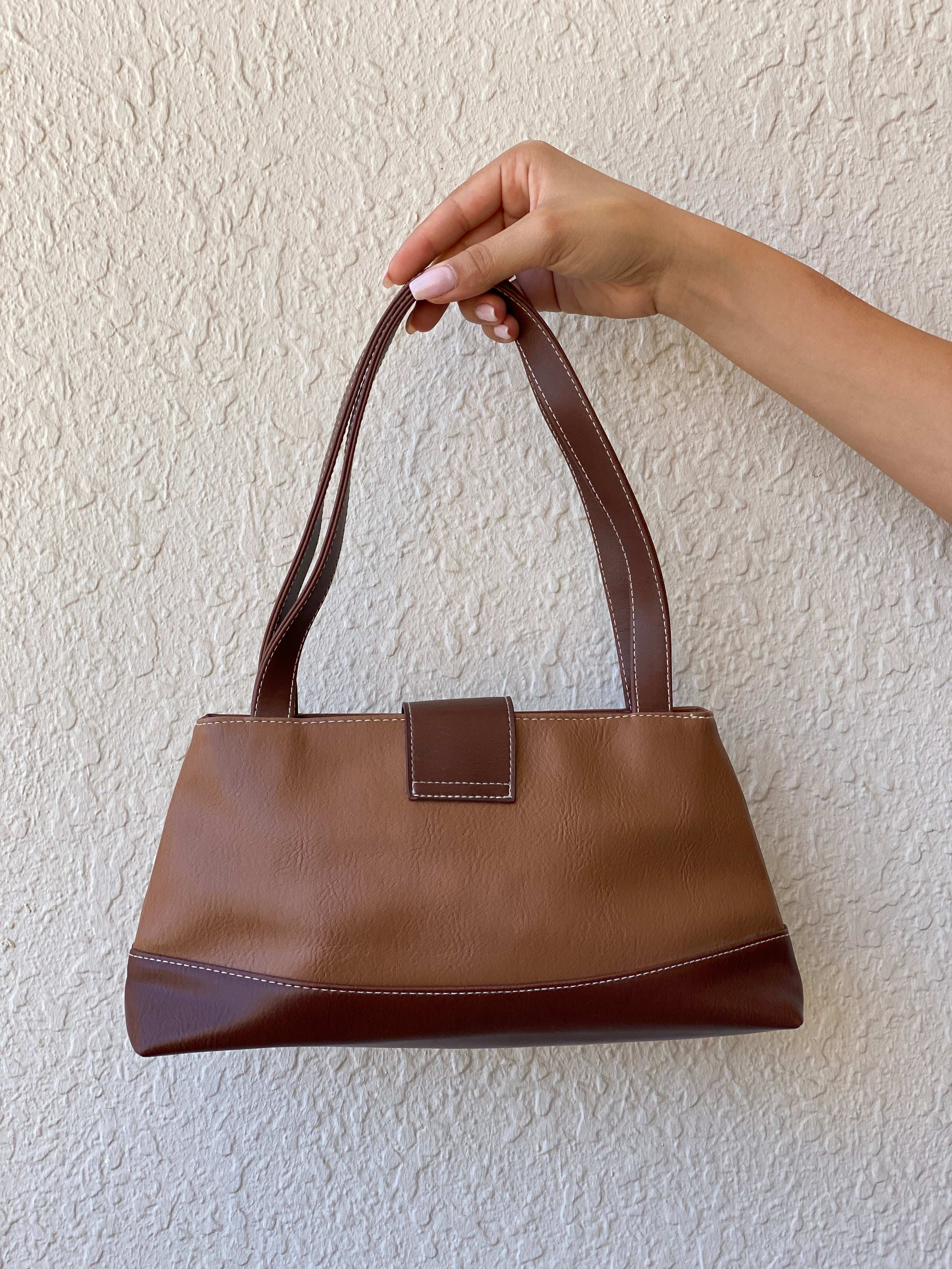 Y2K Brown and Tan Shoulder Bag - Balagan Vintage Shoulder Bag 00s, bag, handbag, NEW IN, shoulder bag