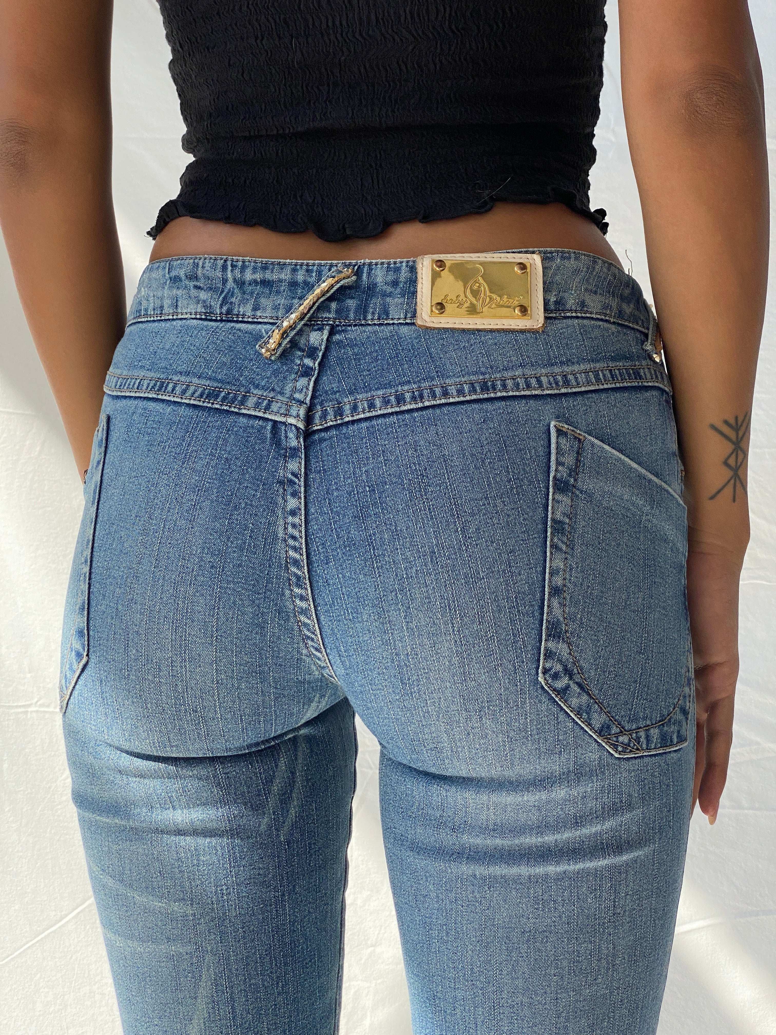 Y2K Baby Phat Cuffed Capri Jeans With Sequin Detailing - 34EUR