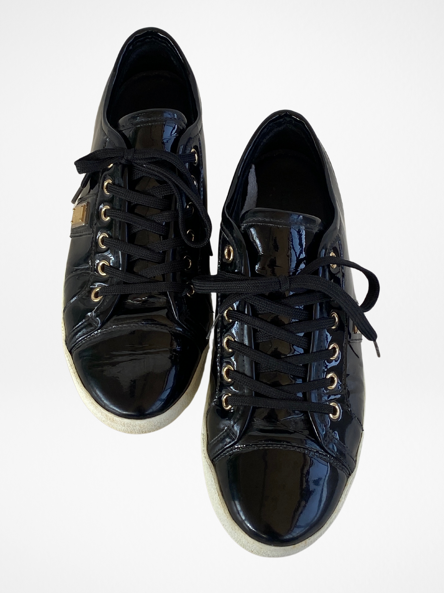 Dolce & Gabbana Black Leather Low Top Sneakers CO0316 - 38EUR