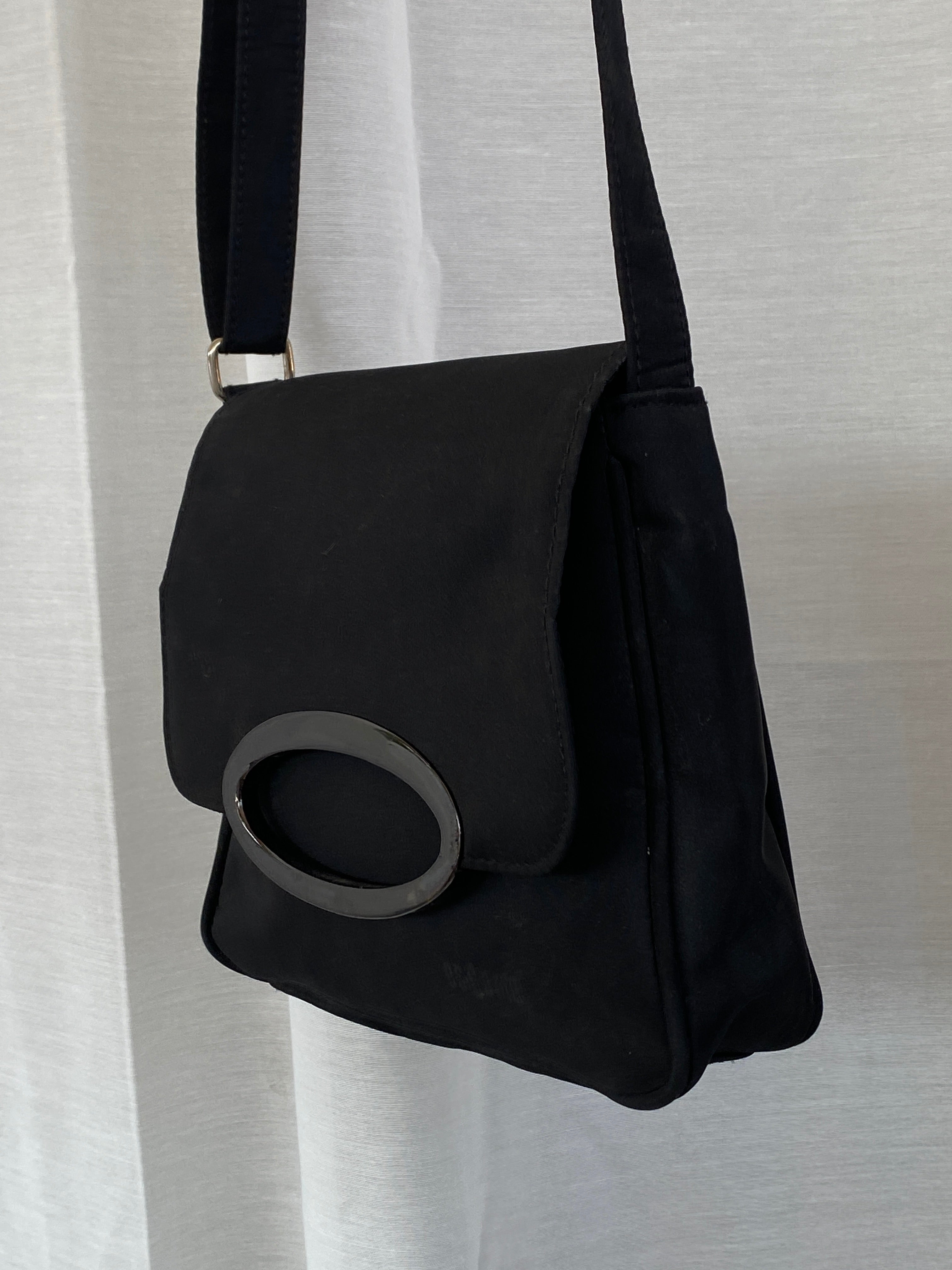 Vintage Es-Carte Black Canvas Mini Crossbody Bag