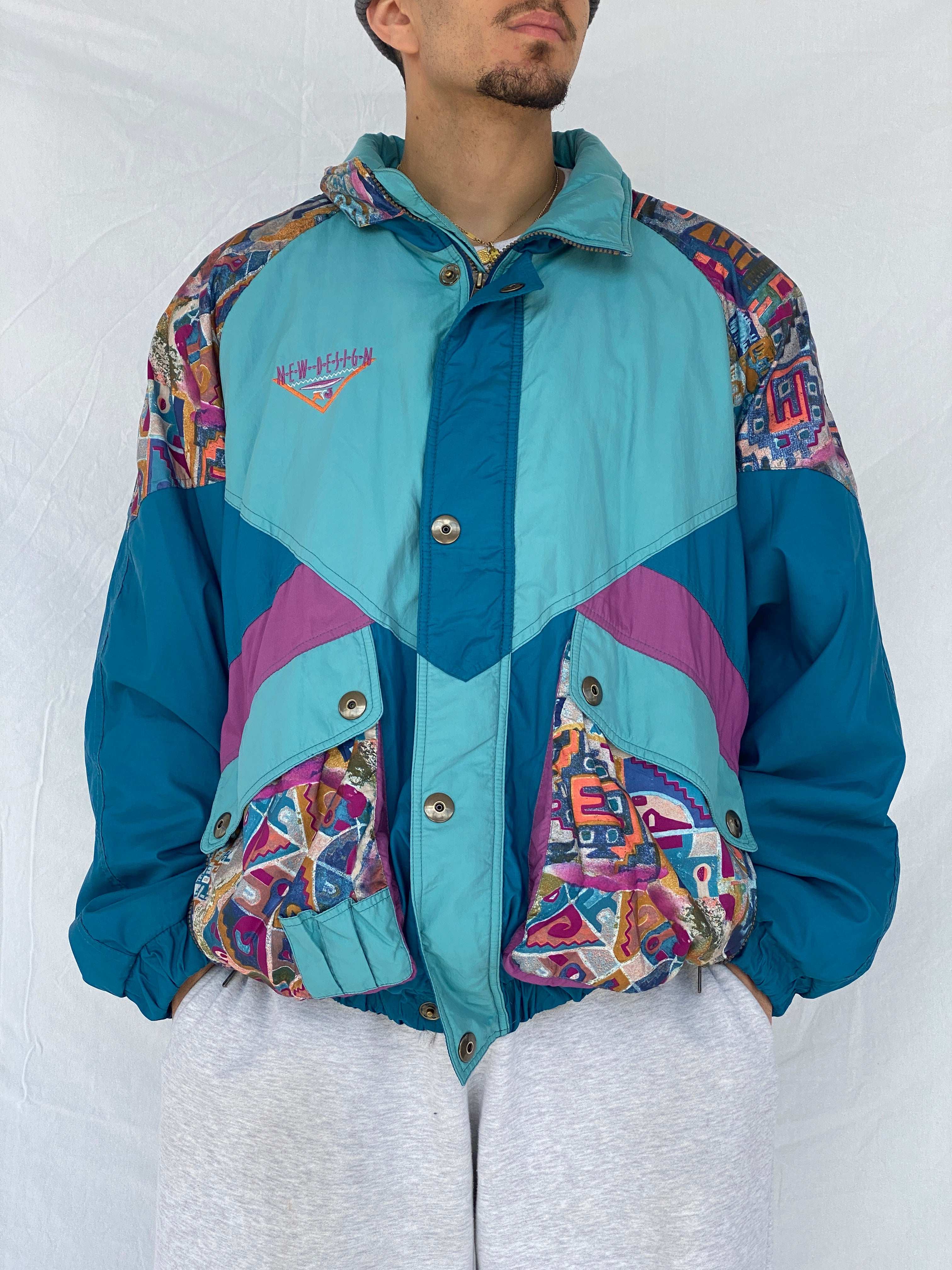 Vintage 80s Puffer Multicolored Windbreaker Jacket