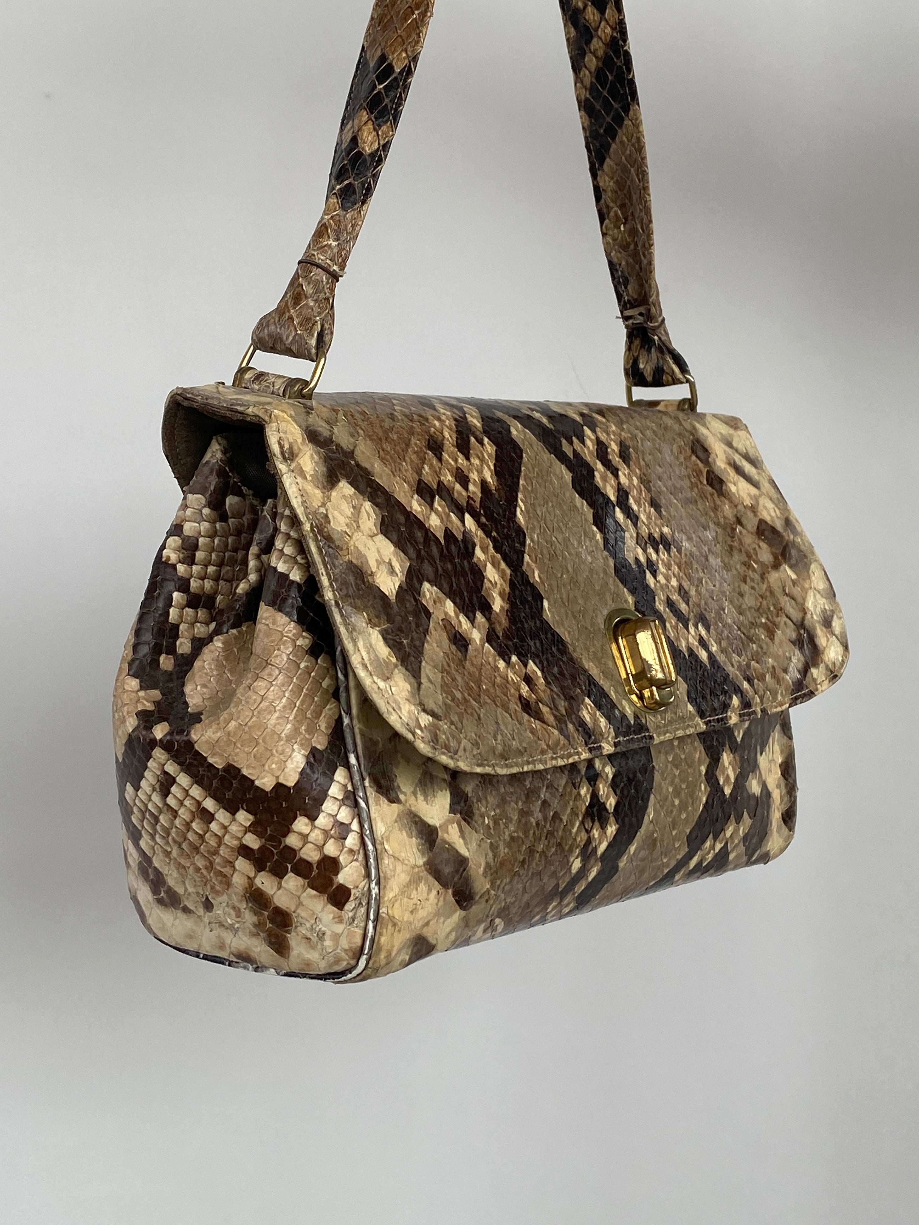 Y2K Faux Snake Skin Mini Handbag - Balagan Vintage Handbags 00s, animal print, bag, handbag