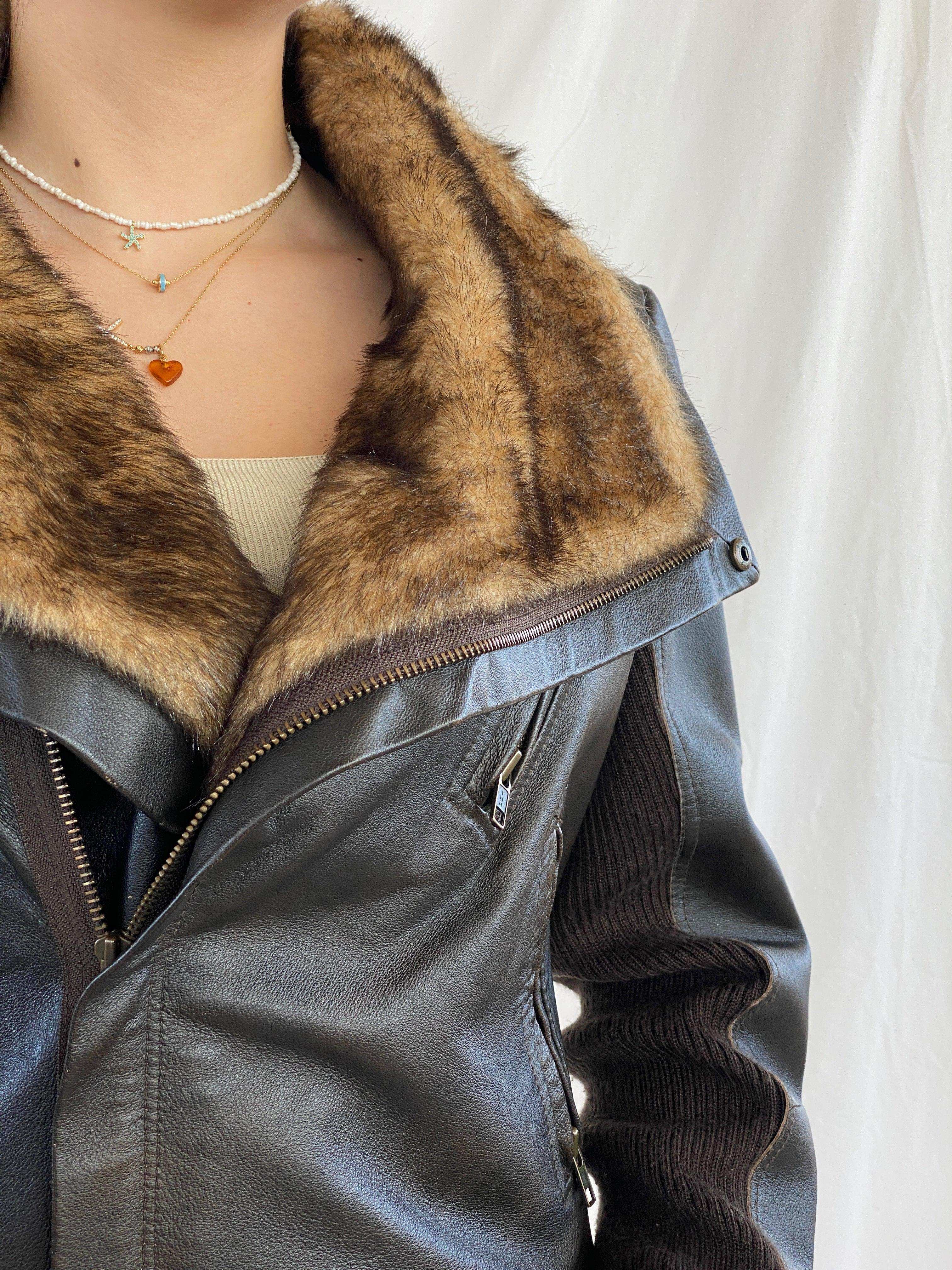 Vintage Morgan De Toi Fur-Lined Nappa Leather Jacket - Balagan Vintage Leather Jacket 00s, 90s, brown leather, consignment, genuine leather, genuine leather jacket, Juana, NEW IN