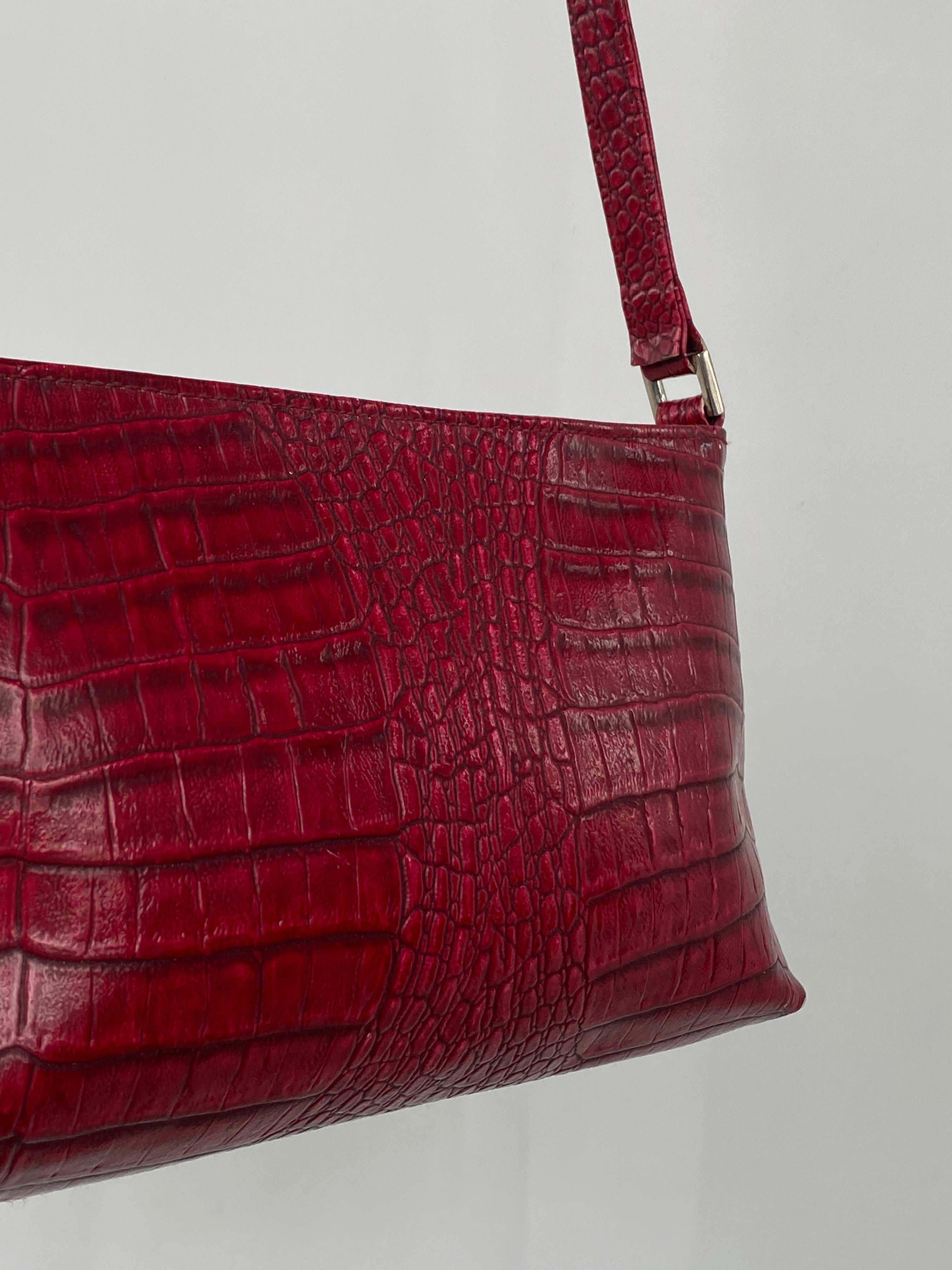 90s Barratts Red Leather Shoulder Bag - Balagan Vintage Shoulder Bag 00s, bag, handbag, red leather