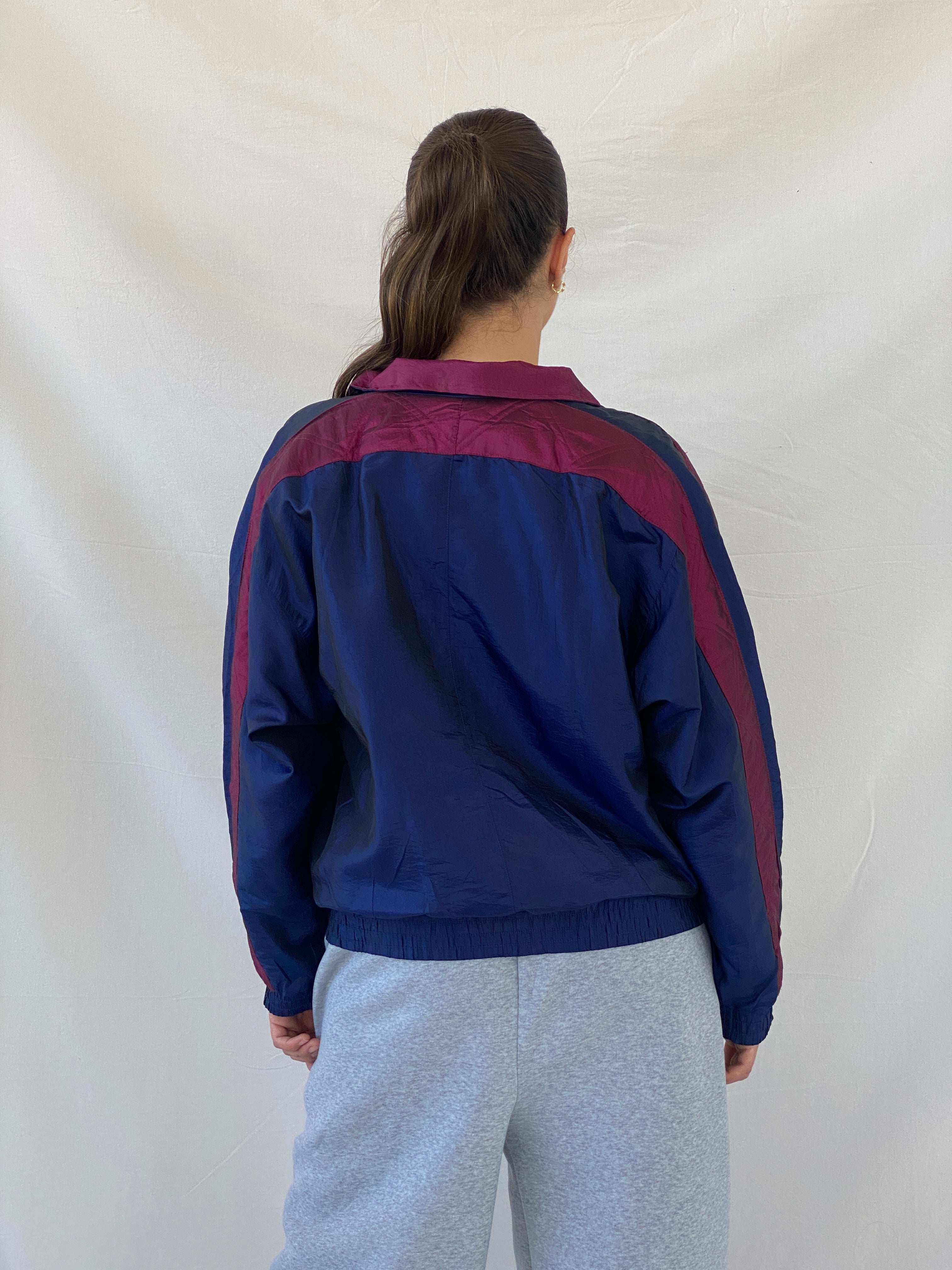 Vintage 80s/90s Sunterra Navy Windbreaker Track Jacket - L