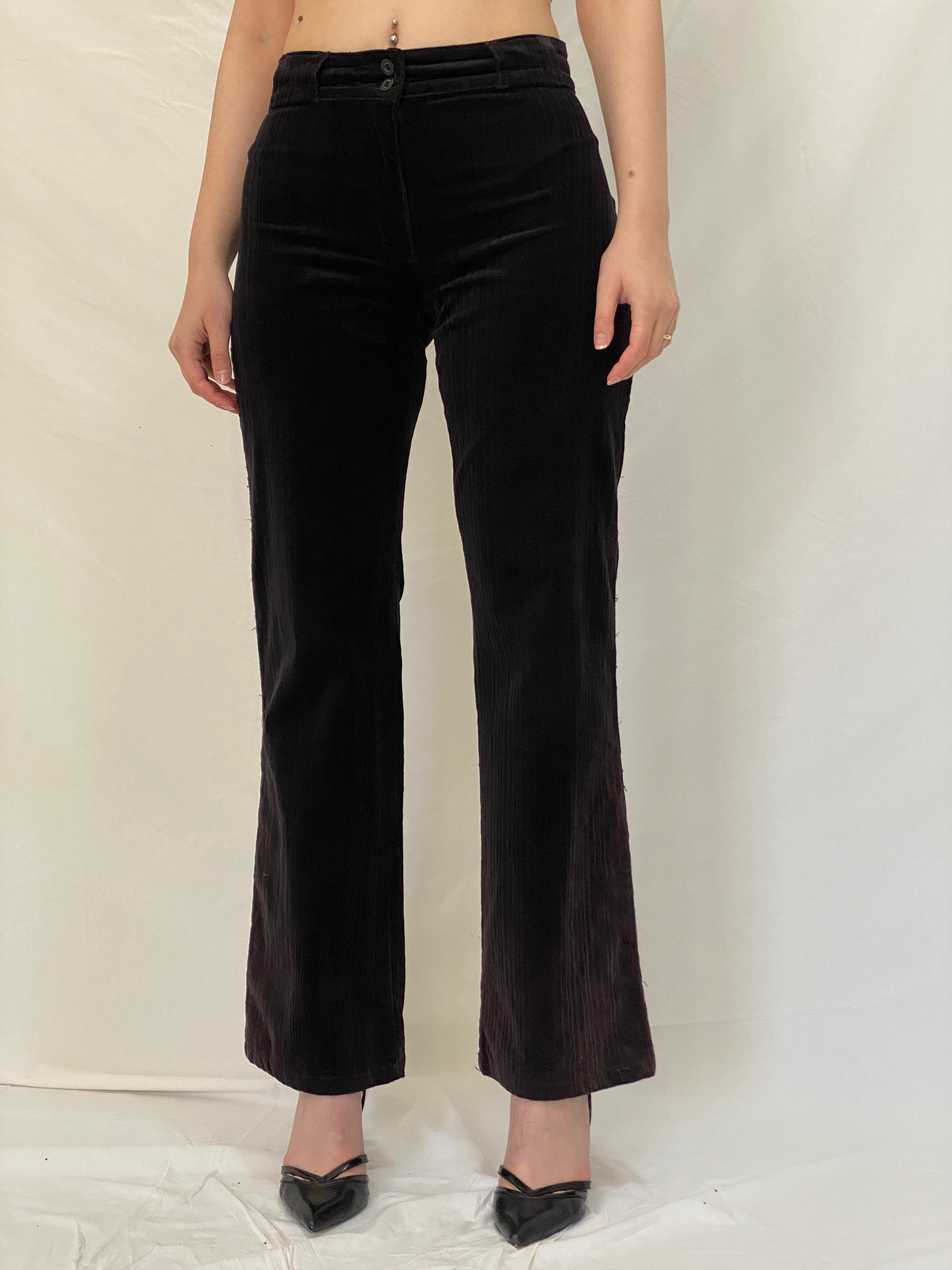 Vintage 90s Cecilia Classics Black Corduroy Pants Straight Leg High Rise Trousers - 36EUR