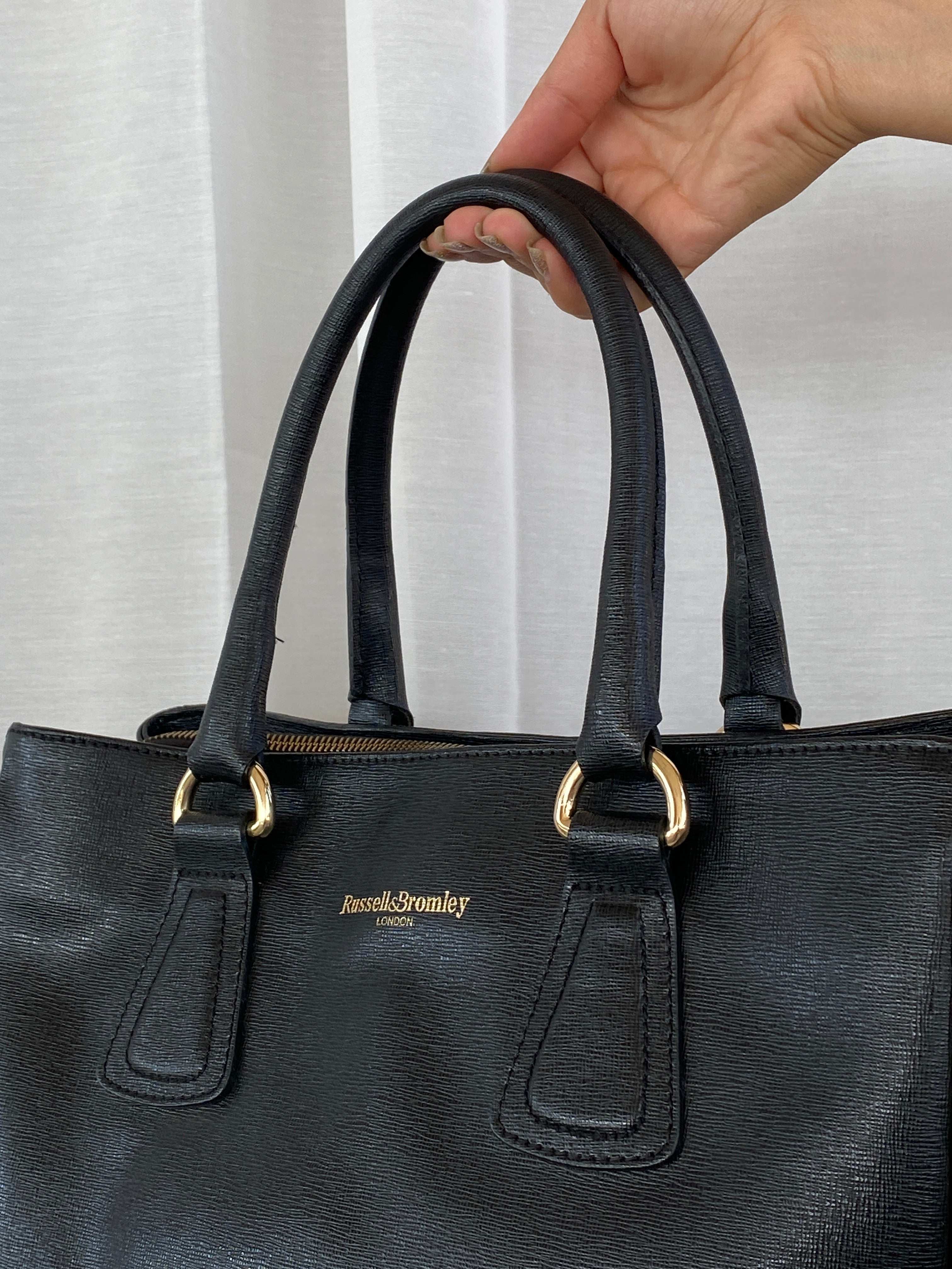 Classic Russel & Bromley London Black Leather Work Bag