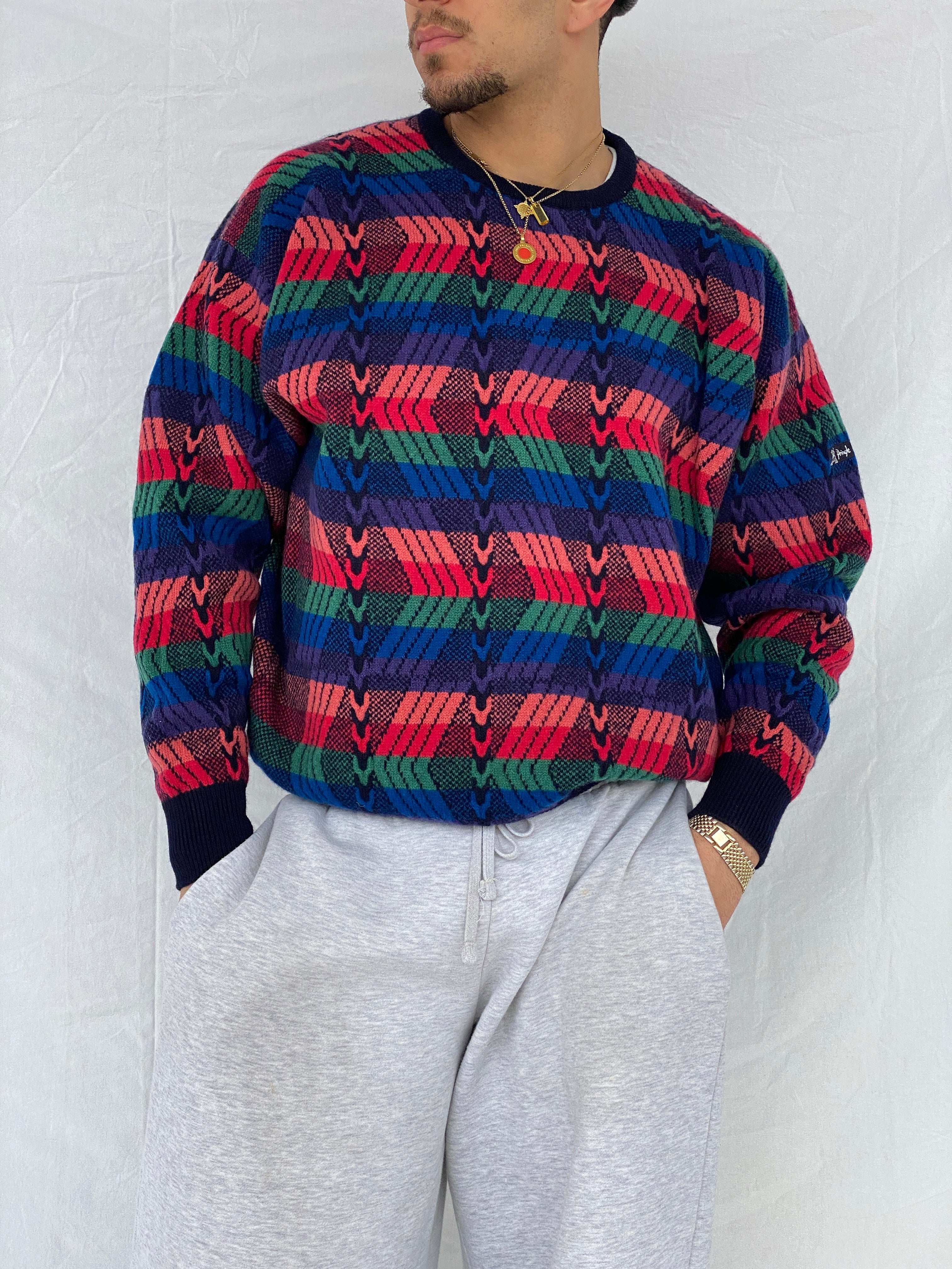 Vintage Nick Faldo Pringle Multicolored Knitted Sweater - Size M/L - Balagan Vintage Sweater 80s, 90s, Abdullah, knitted sweater, sweater, vintage sweater